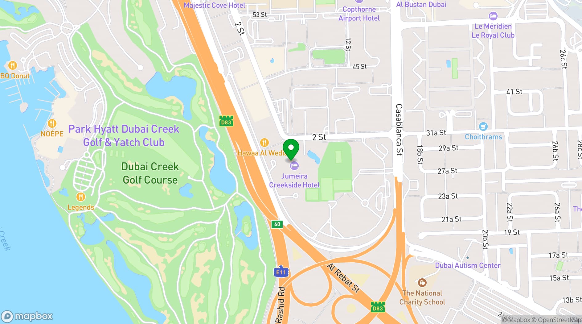 Map showing Jumeirah Creekside Hotel