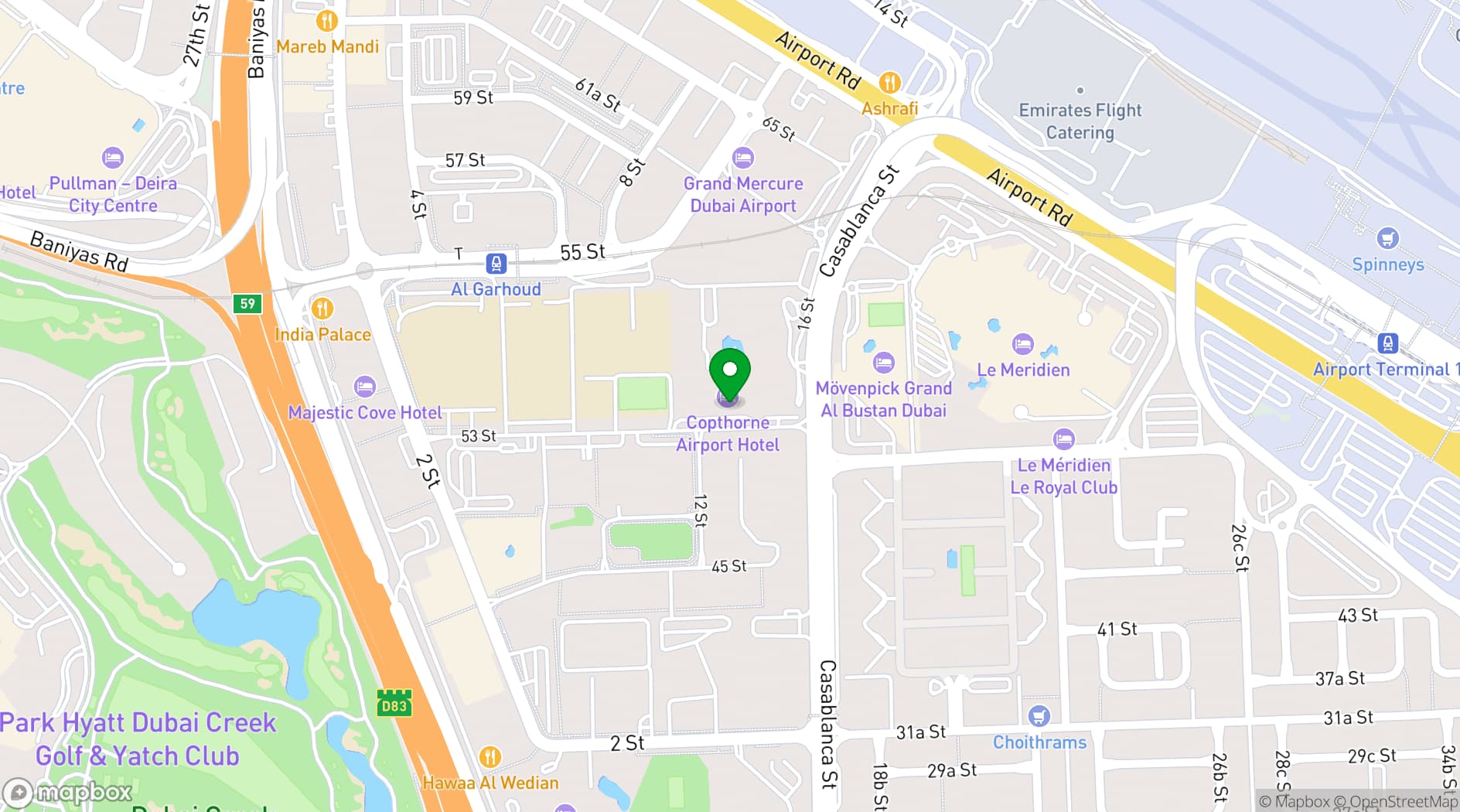 Map showing Millennium Airport Hotel Dubai