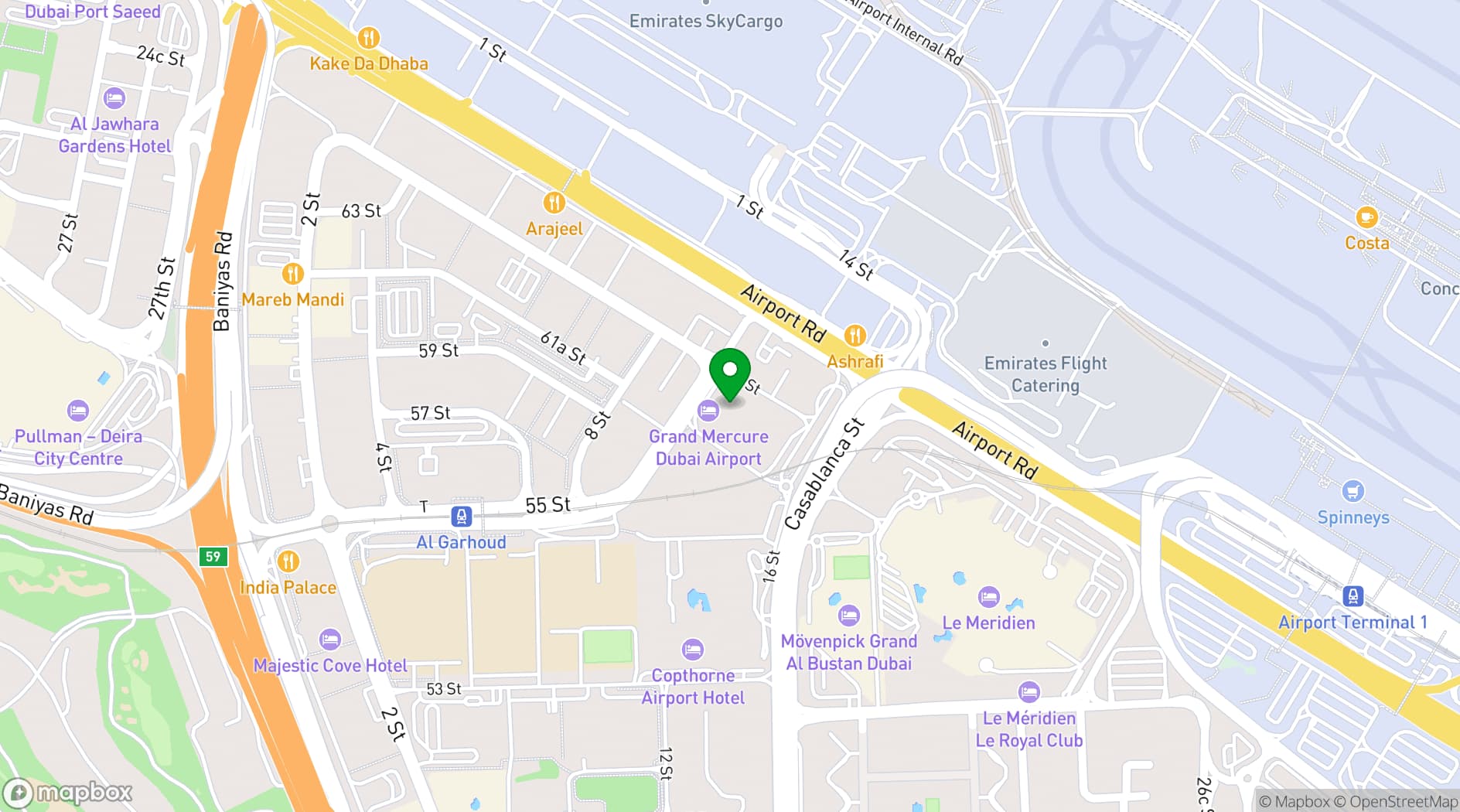 Map showing Grand Mercure Dubai City