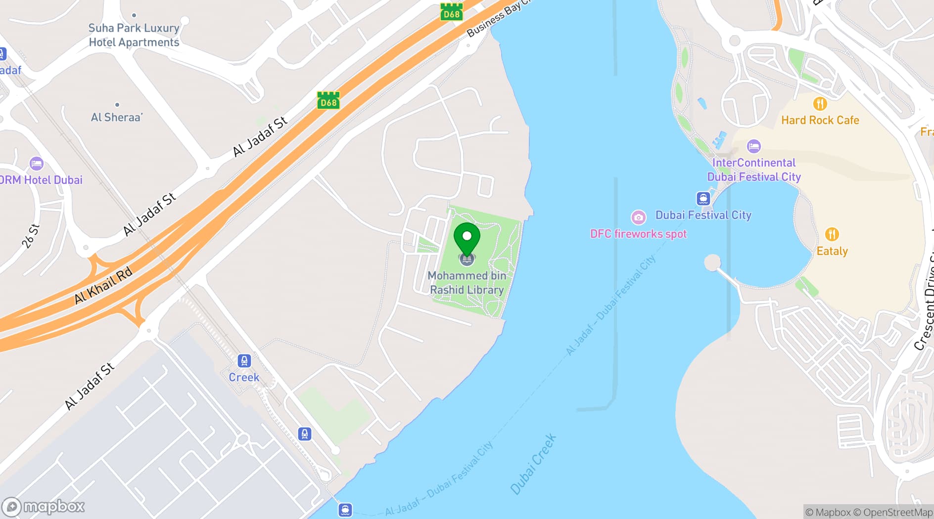 Map showing Mohammed Bin Rashid Library