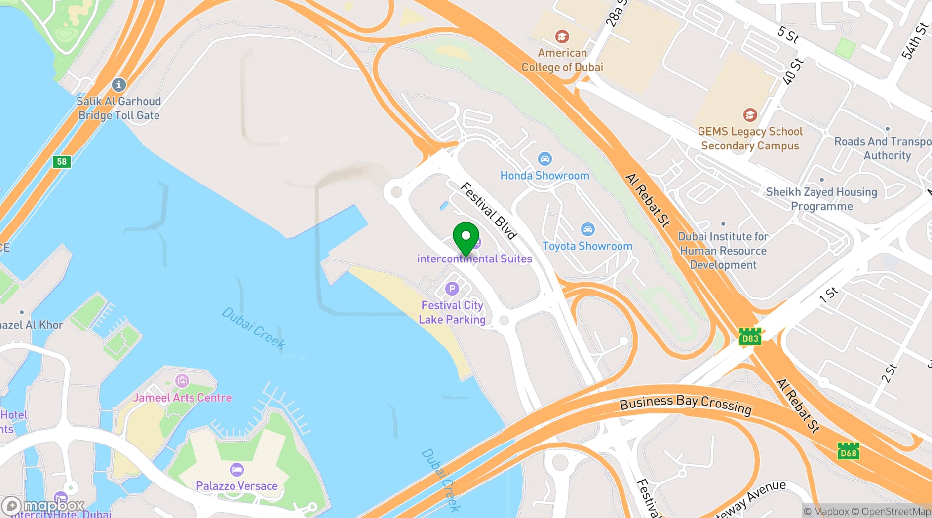 Map showing InterContinental Residence Suites Dubai F.C