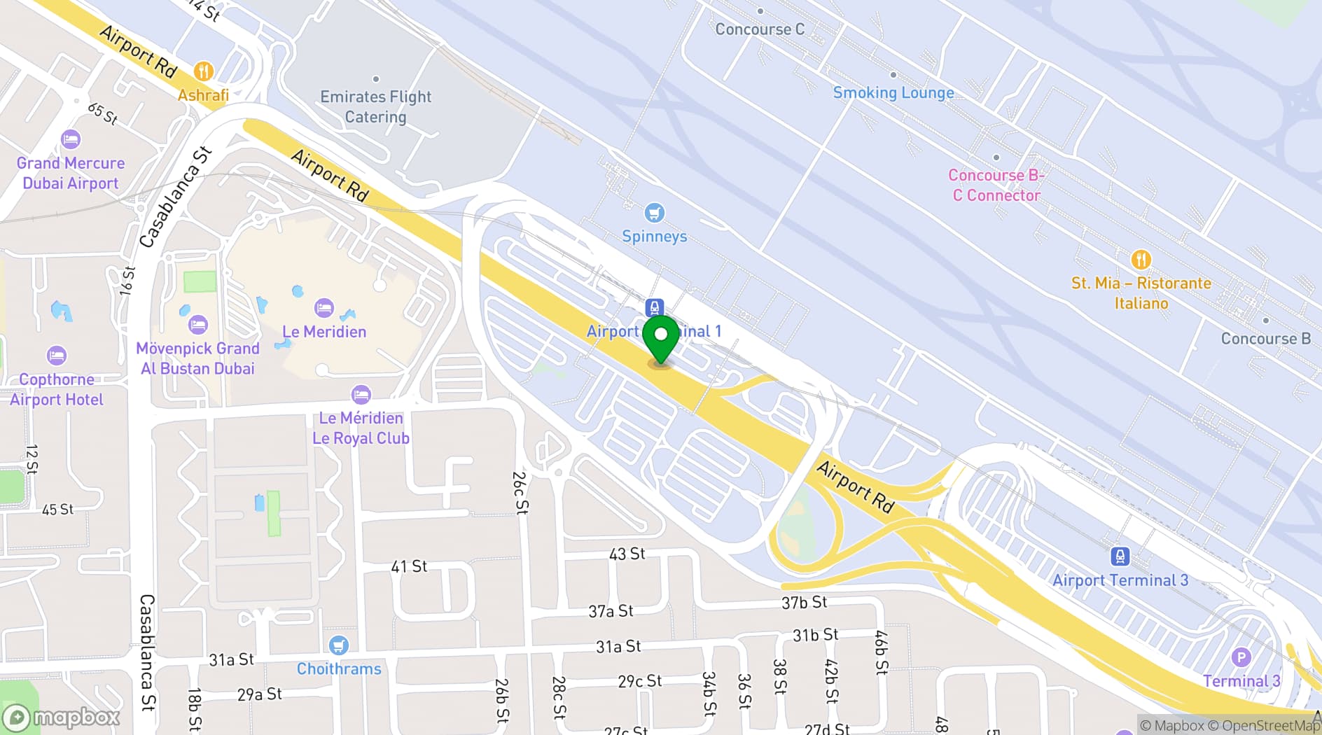 Map showing Le Meridien Dubai Hotel & Conference Centre