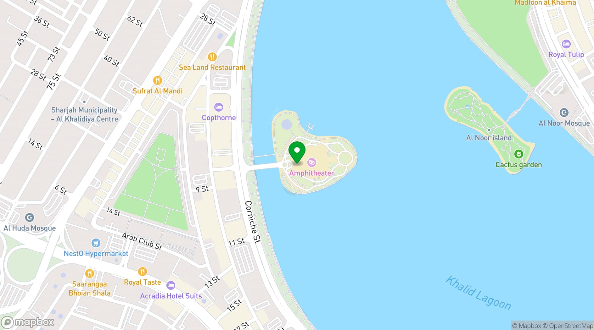 Map showing Al Majaz Amphitheatre