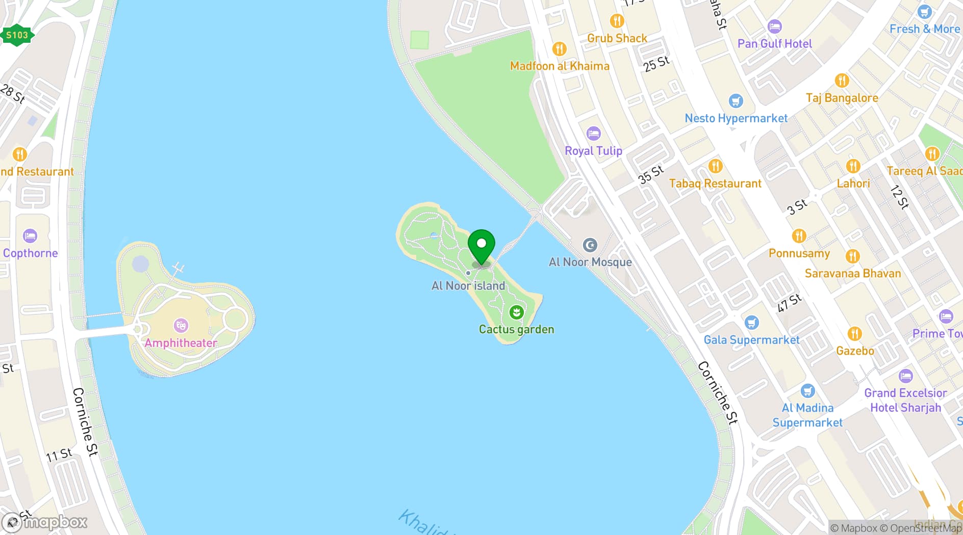 Map showing Al Noor Island
