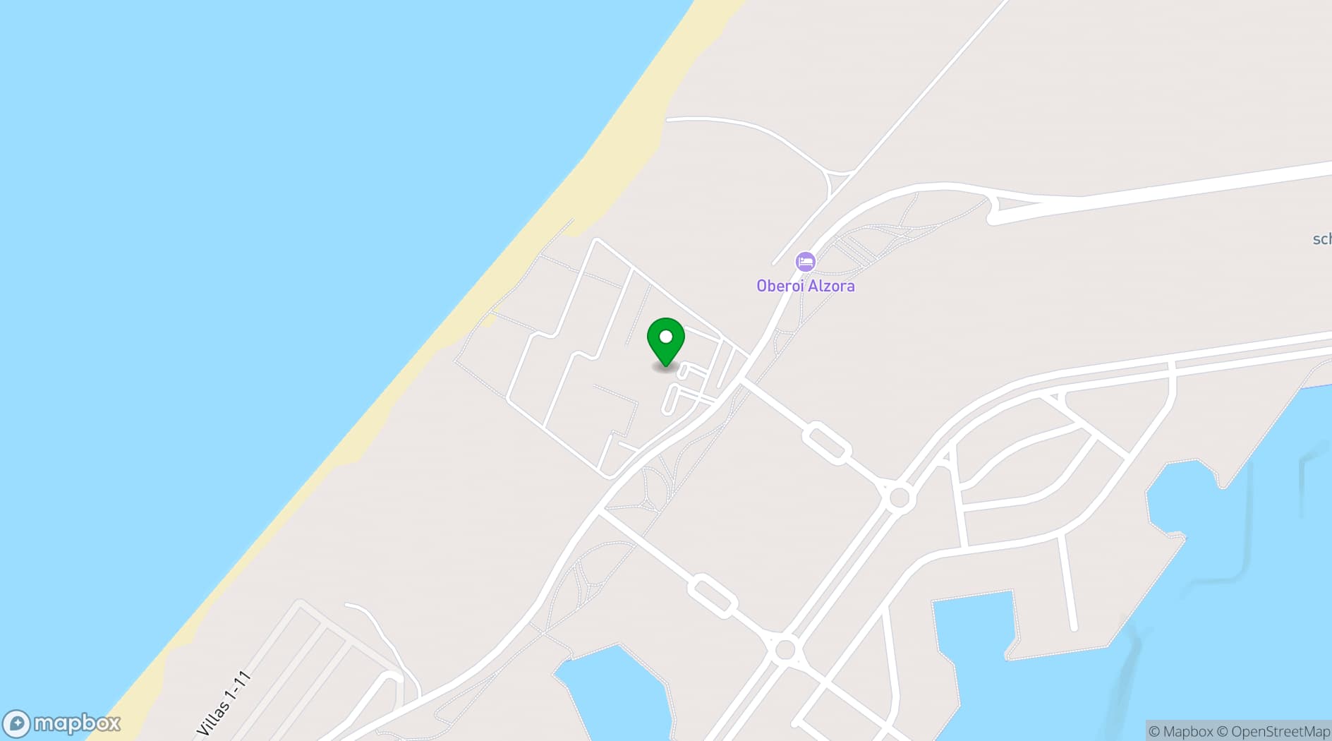 Map showing Oberoi Al Zorah Ajman