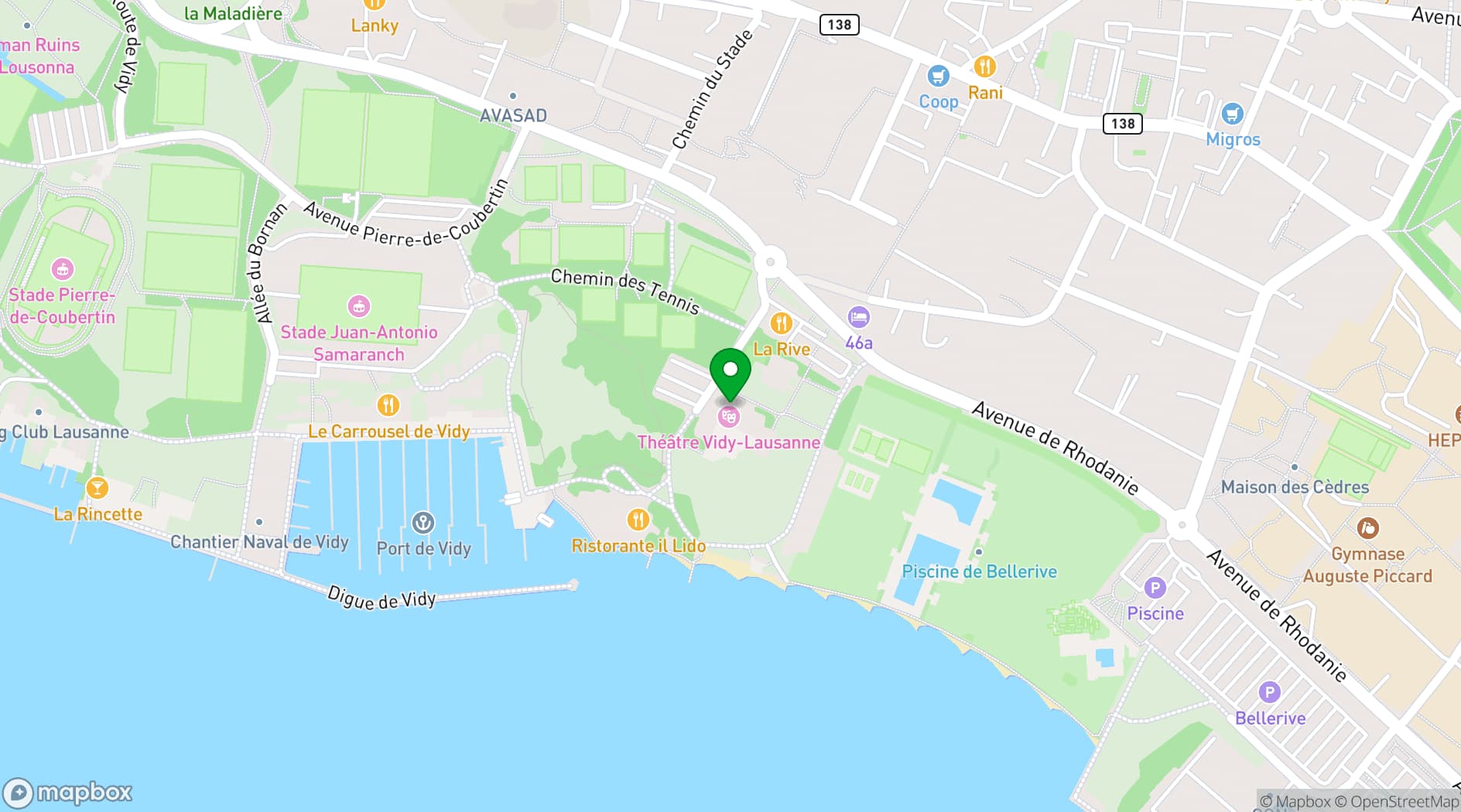 Map showing Théâtre Vidy-Lausanne