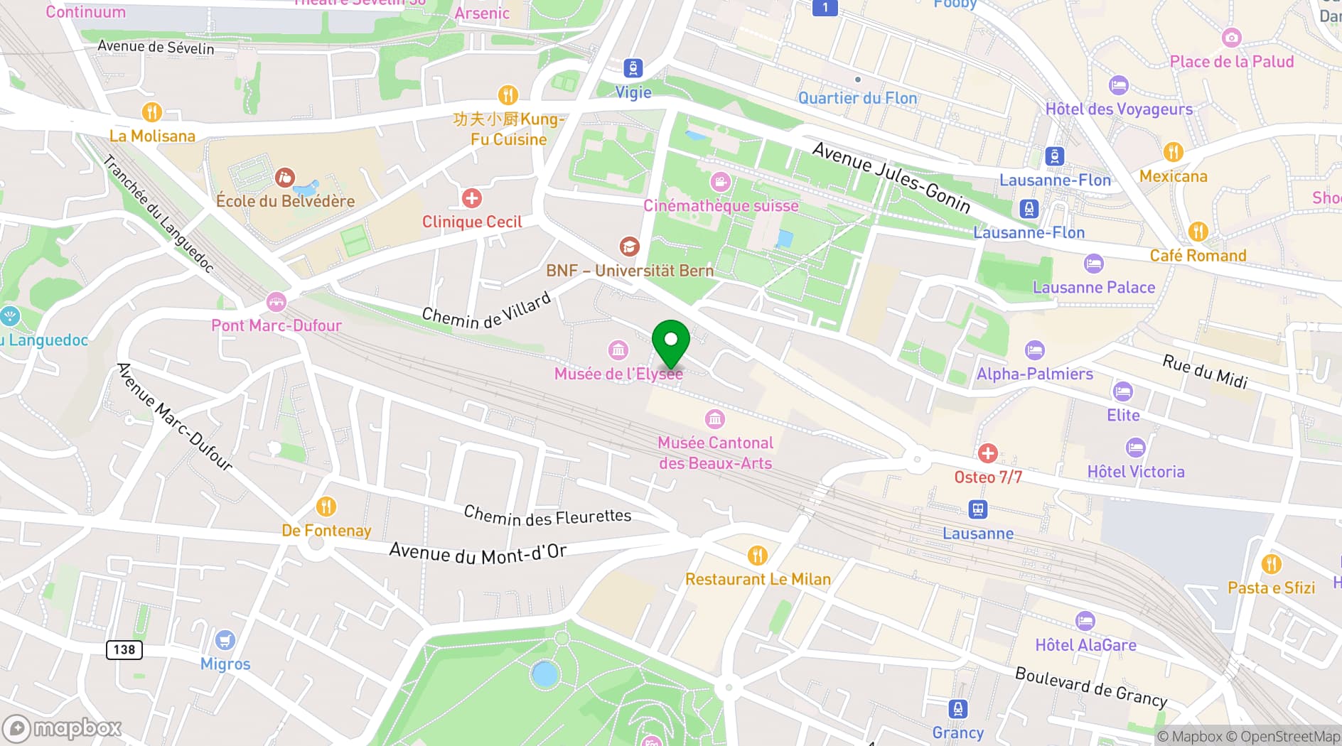Map showing PLATEFORME 10 - Musée cantonal des Beaux-Arts