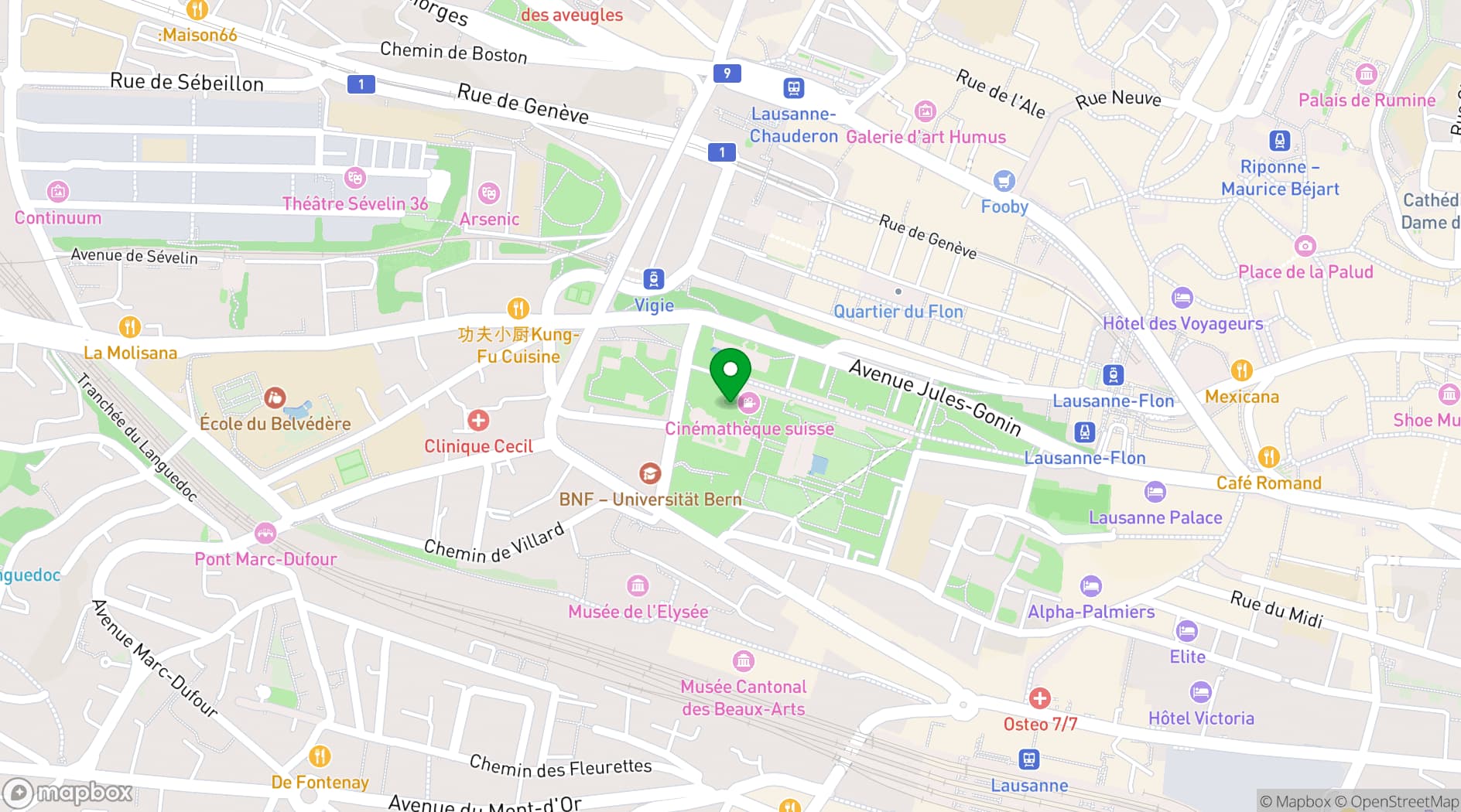 Map showing Casino de Montbenon