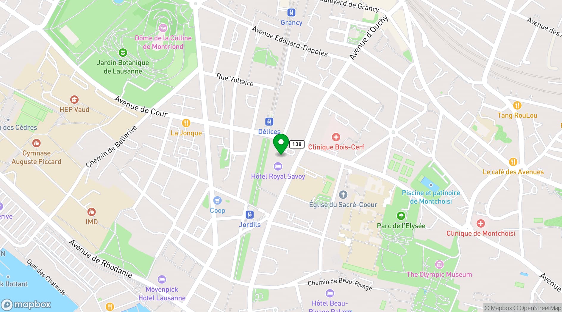 Map showing Hotel Royal Savoy Lausanne