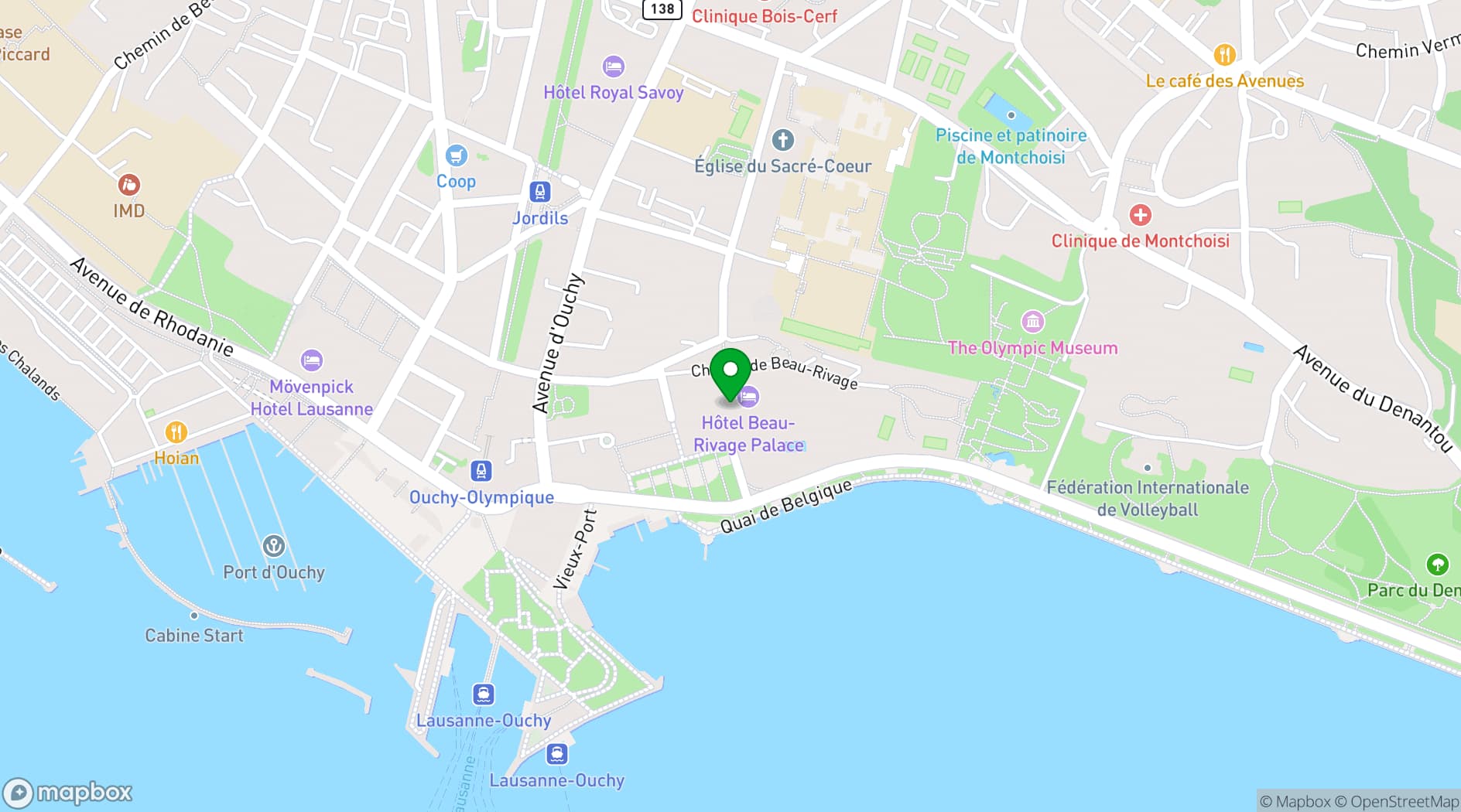 Map showing Café Beau-Rivage
