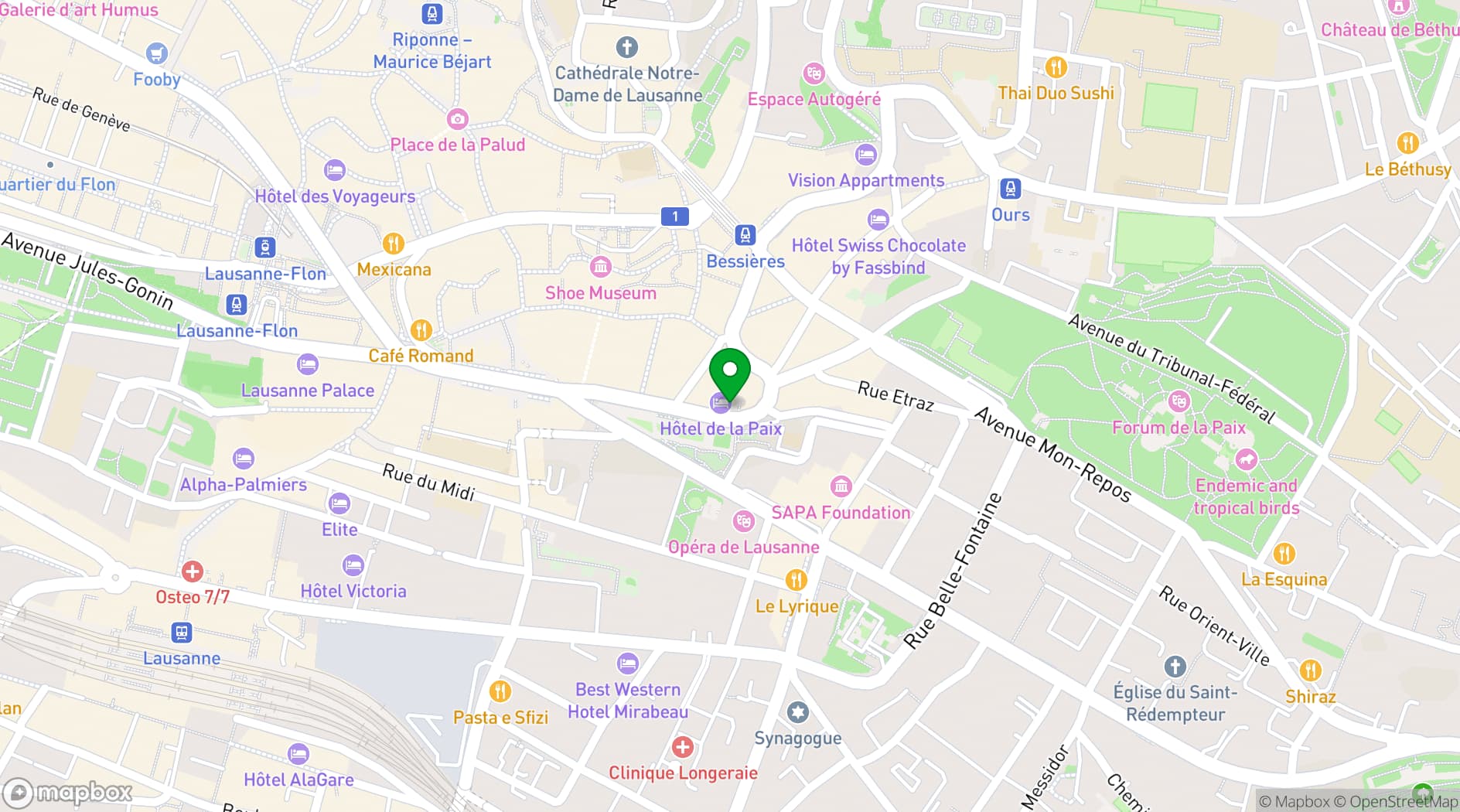 Map showing Hôtel de la Paix