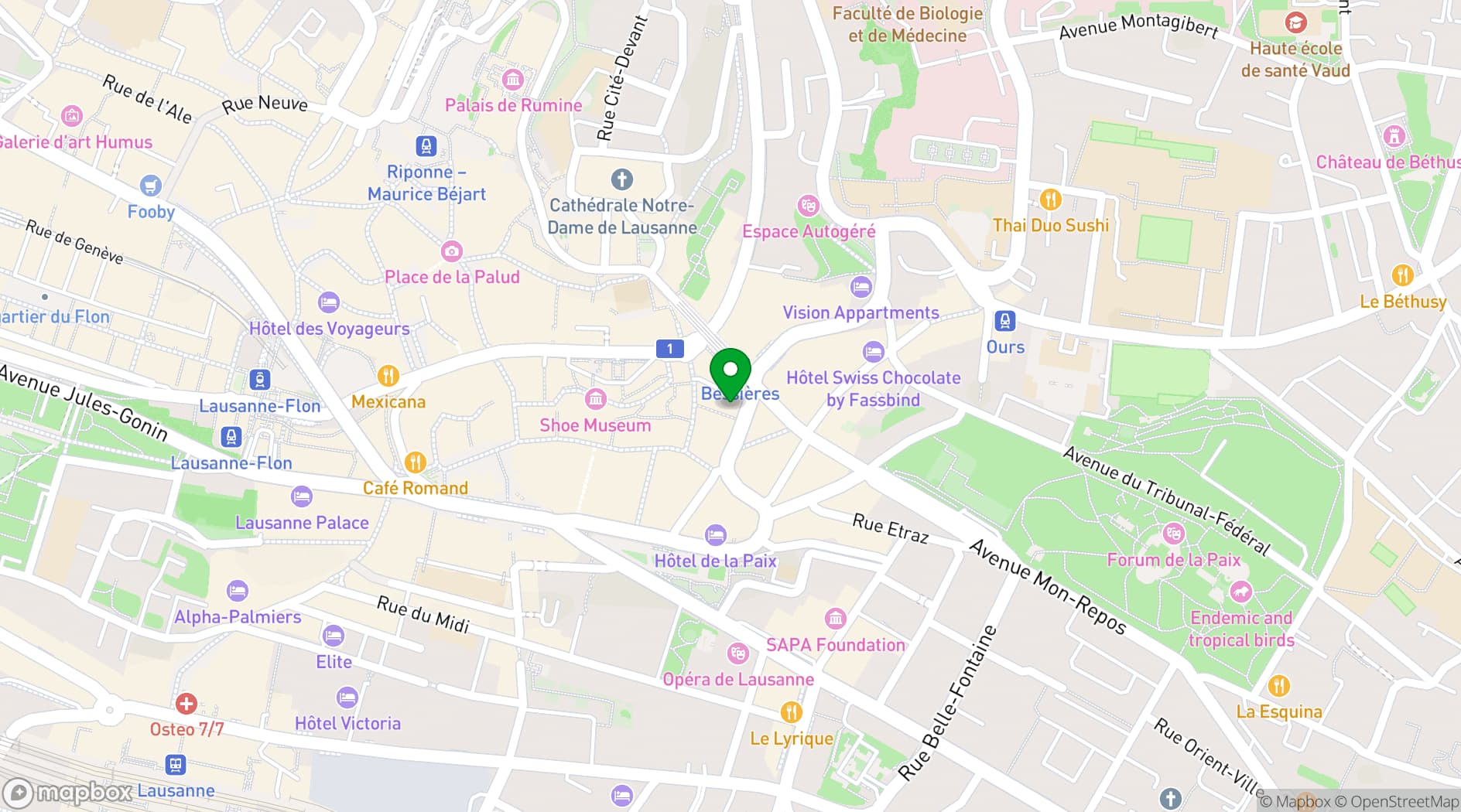 Map showing Hotels By Fassbind