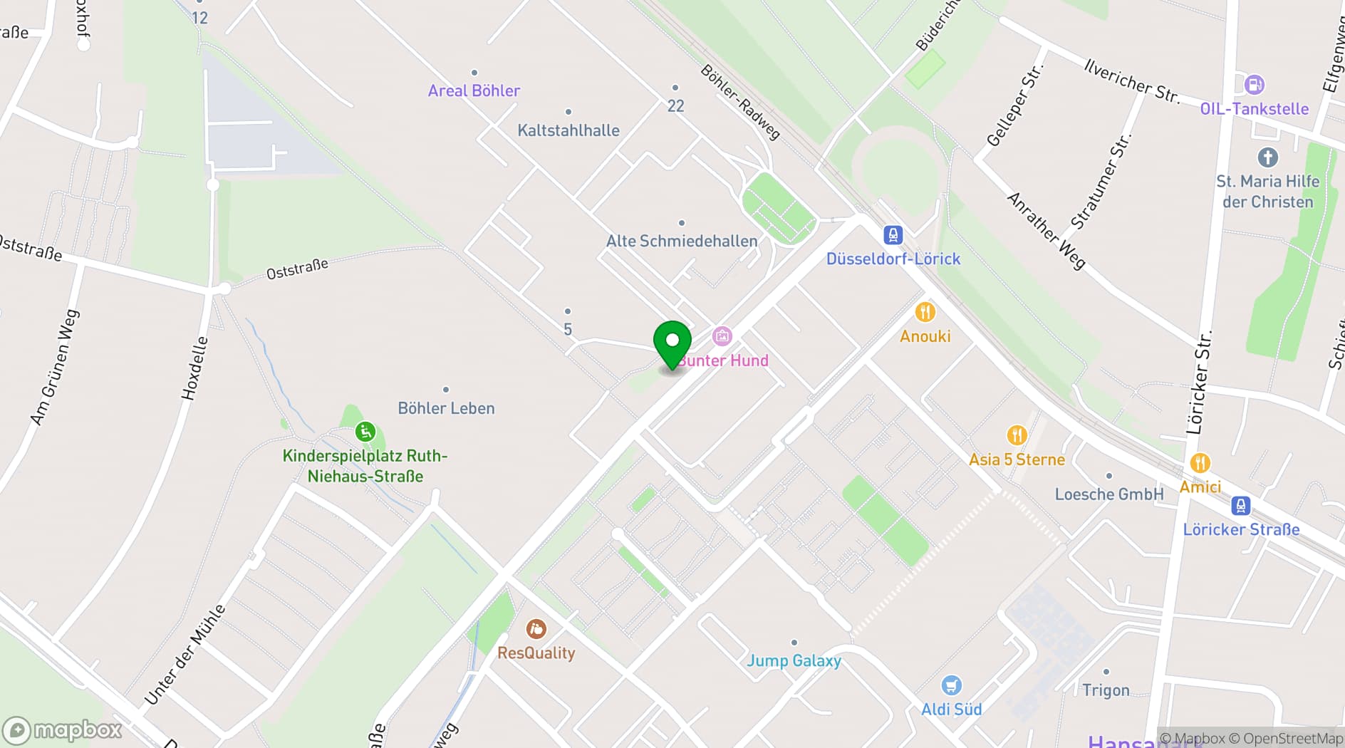 Map showing Eventschmiede Düsseldorf