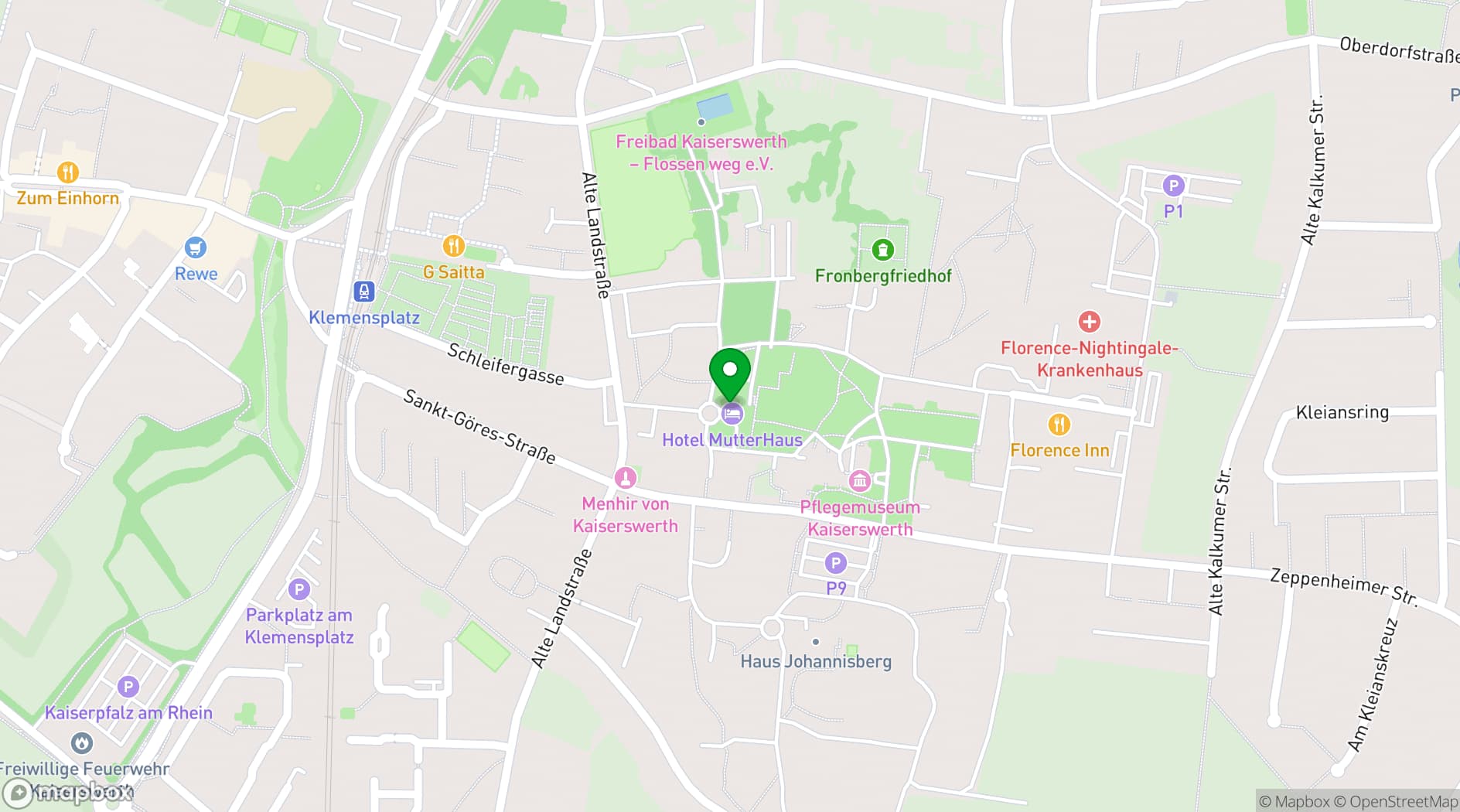 Map showing Hotel MutterHaus Düsseldorf