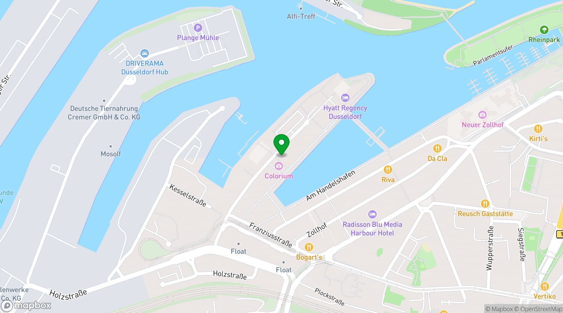 Map showing Courtyard Duesseldorf Hafen