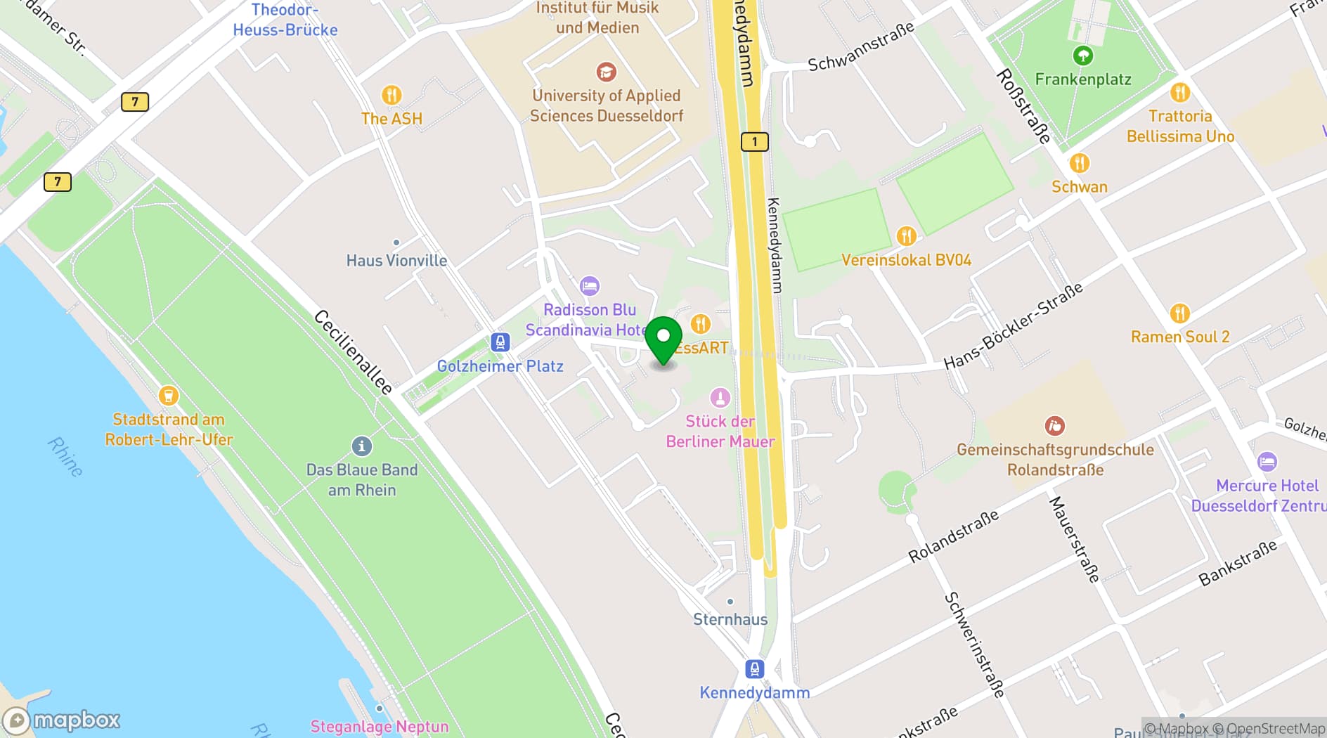 Map showing B1 Düsseldorf