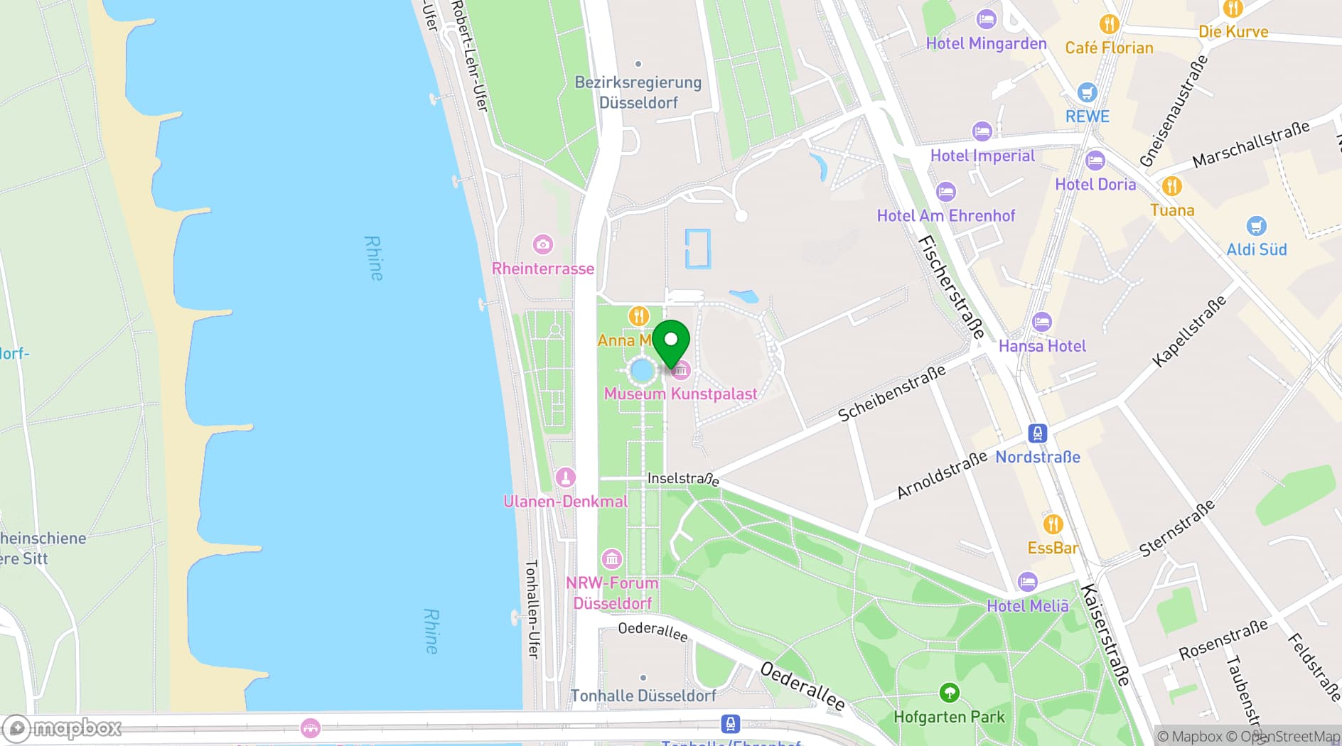 Map showing Kunstpalast Düsseldorf