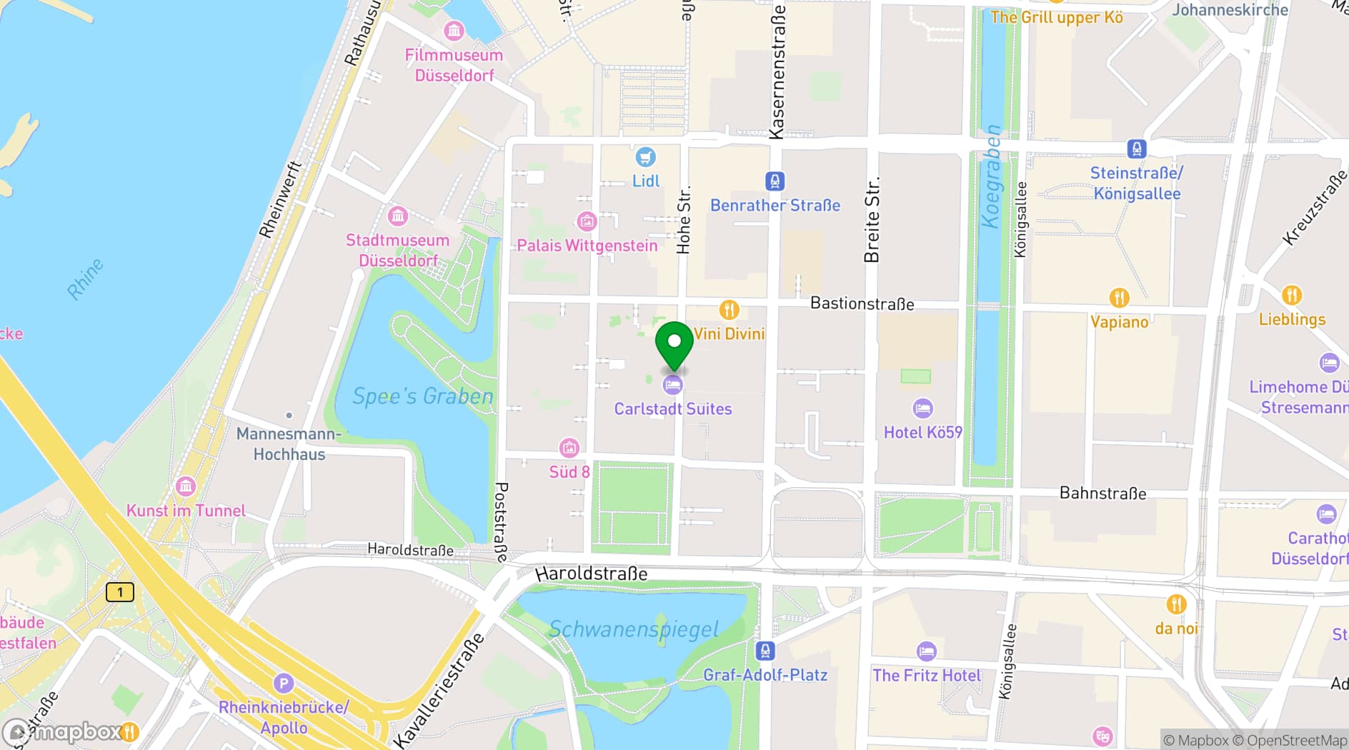 Map showing Living am Carlsplatz (Apartment)