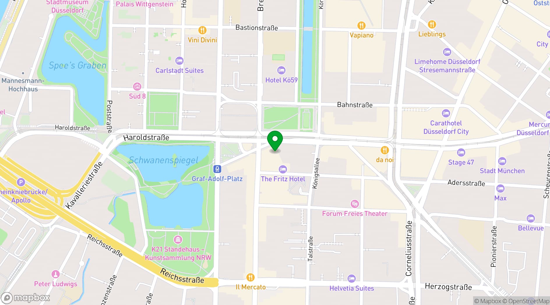 Map showing Leonardo Royal Hotel Dusseldorf Konigsallee