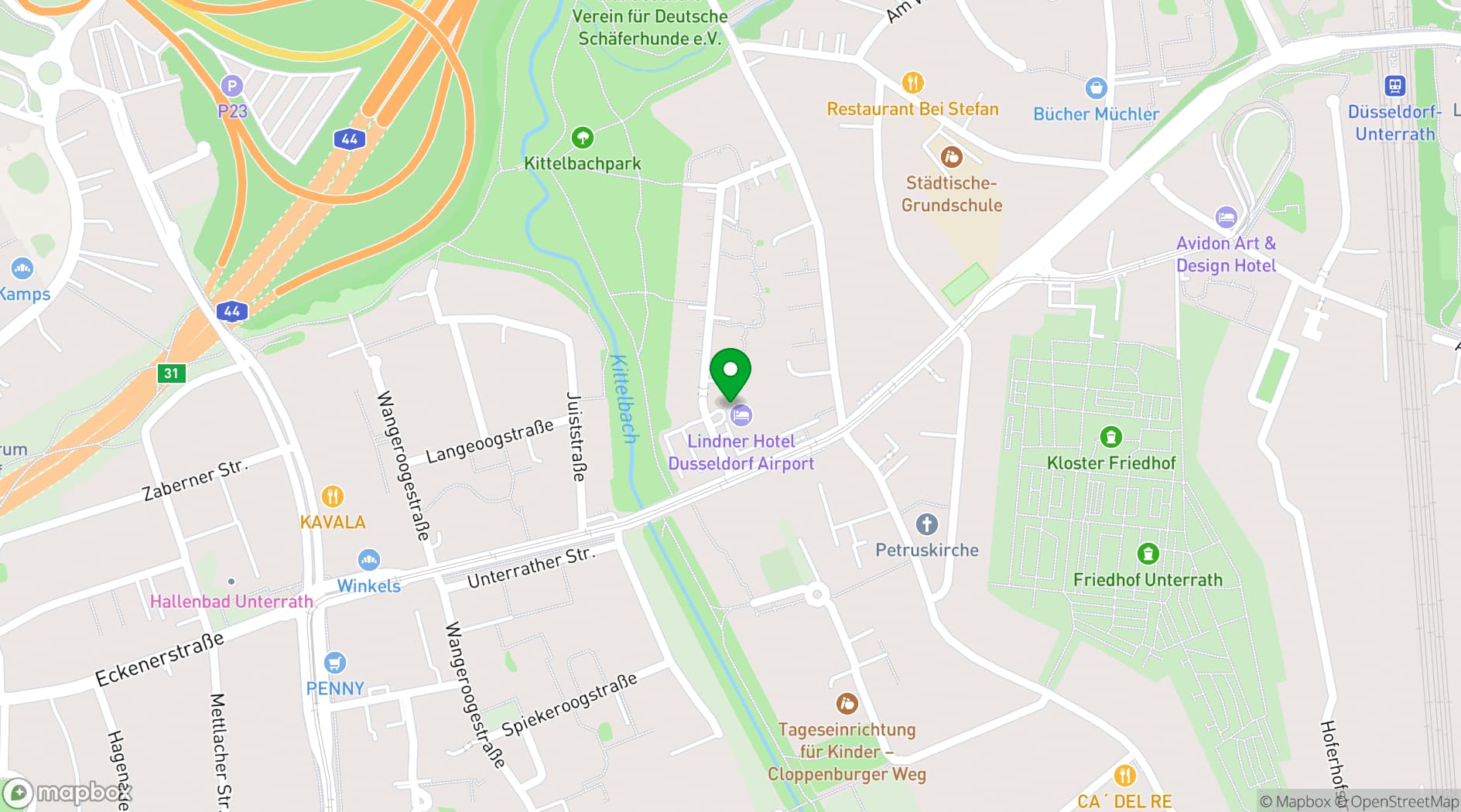 Map showing Lindner Hotel Dusseldorf Airport