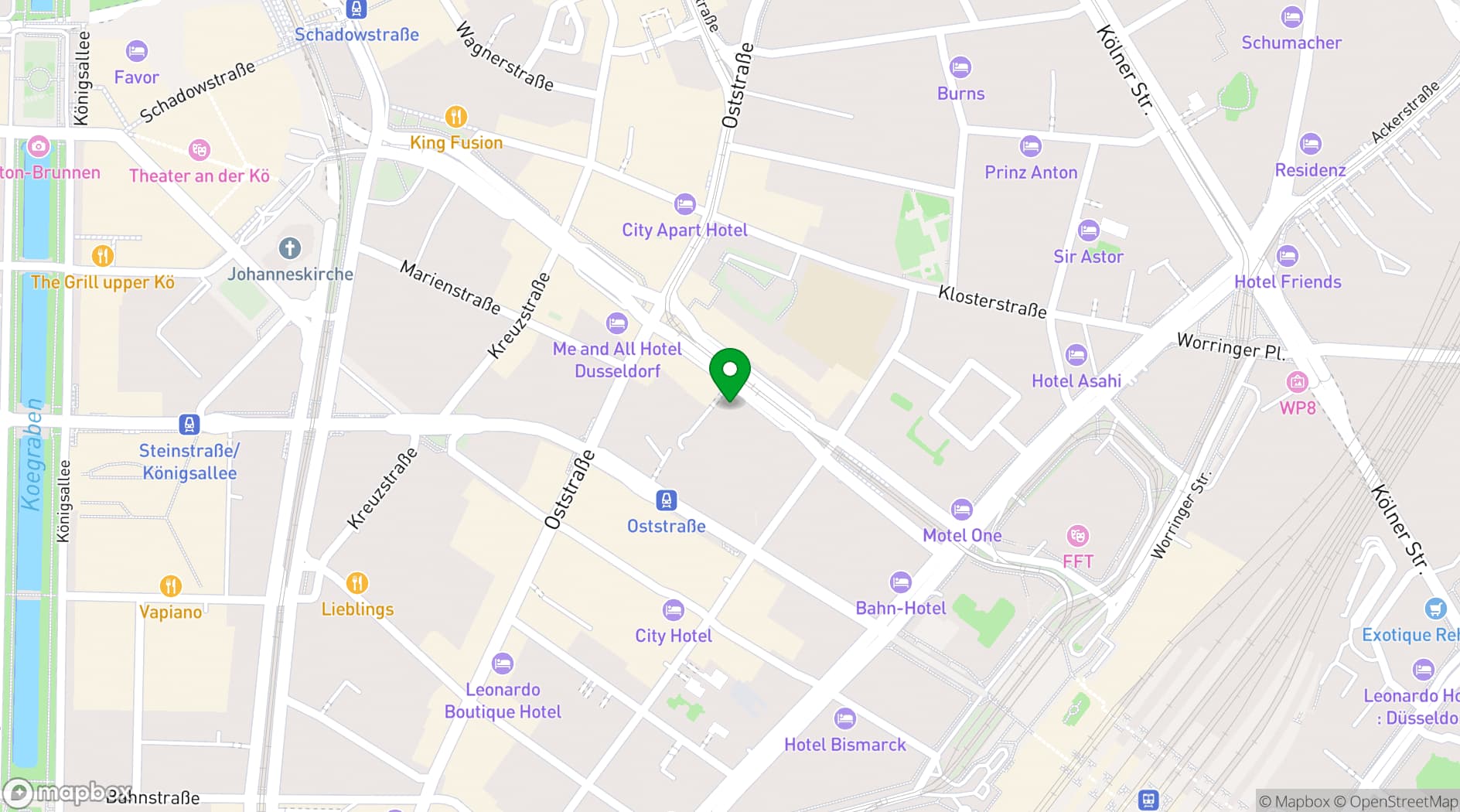 Map showing Clayton Hotel Düsseldorf