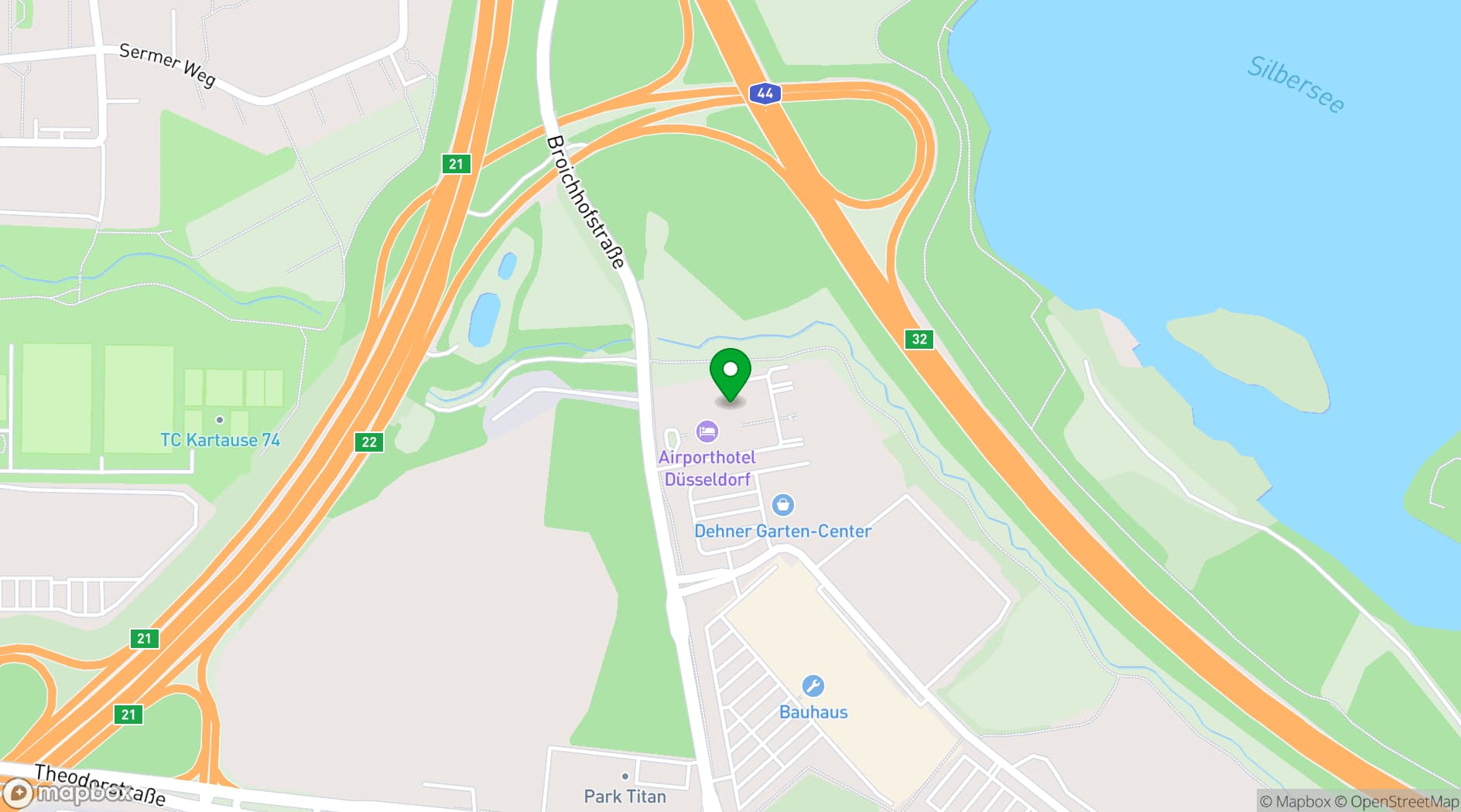 Map showing Hotel Duesseldorf