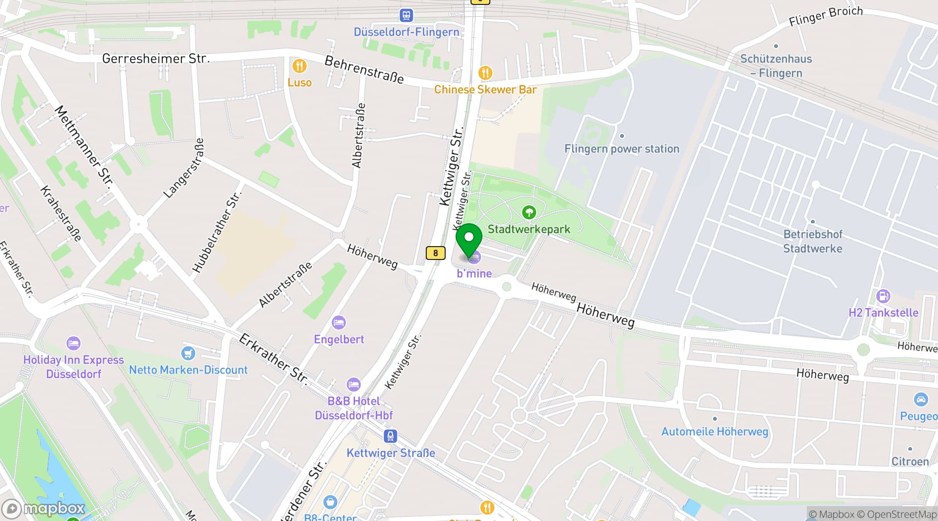 Map showing THE ROOF Dusseldorf