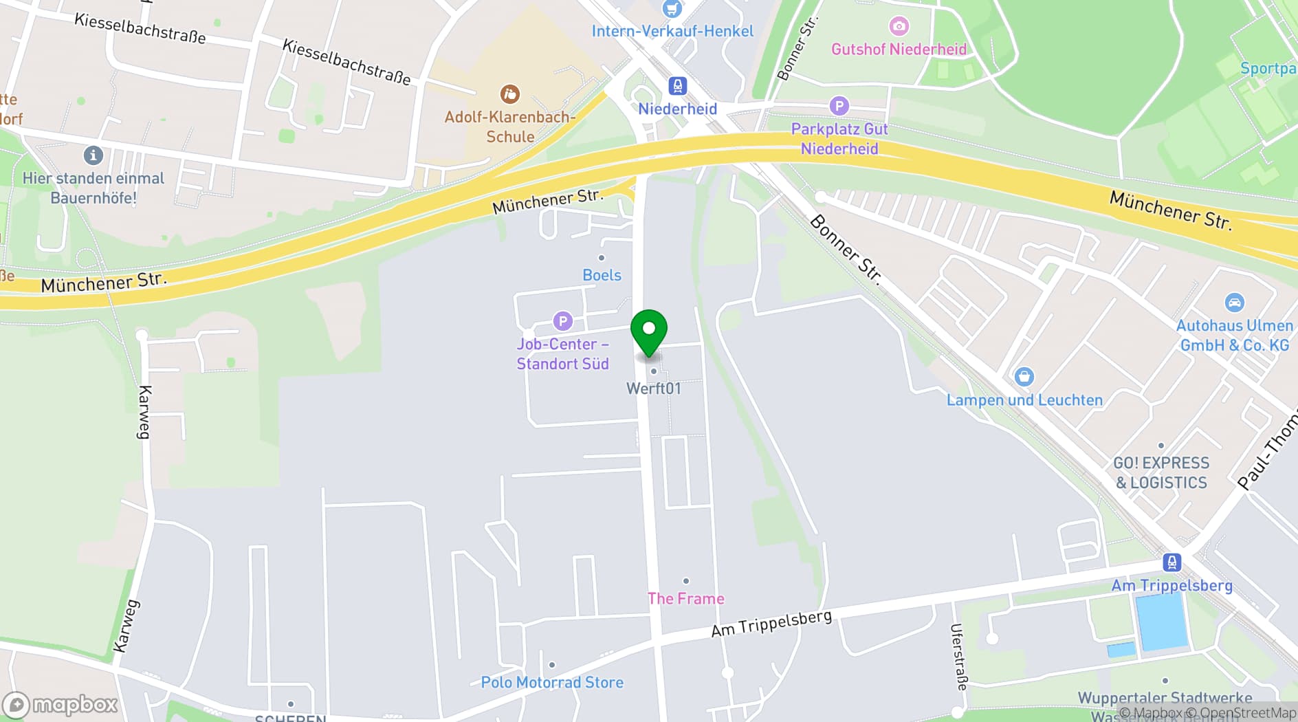 Map showing Lofthaus Studios Düsseldorf