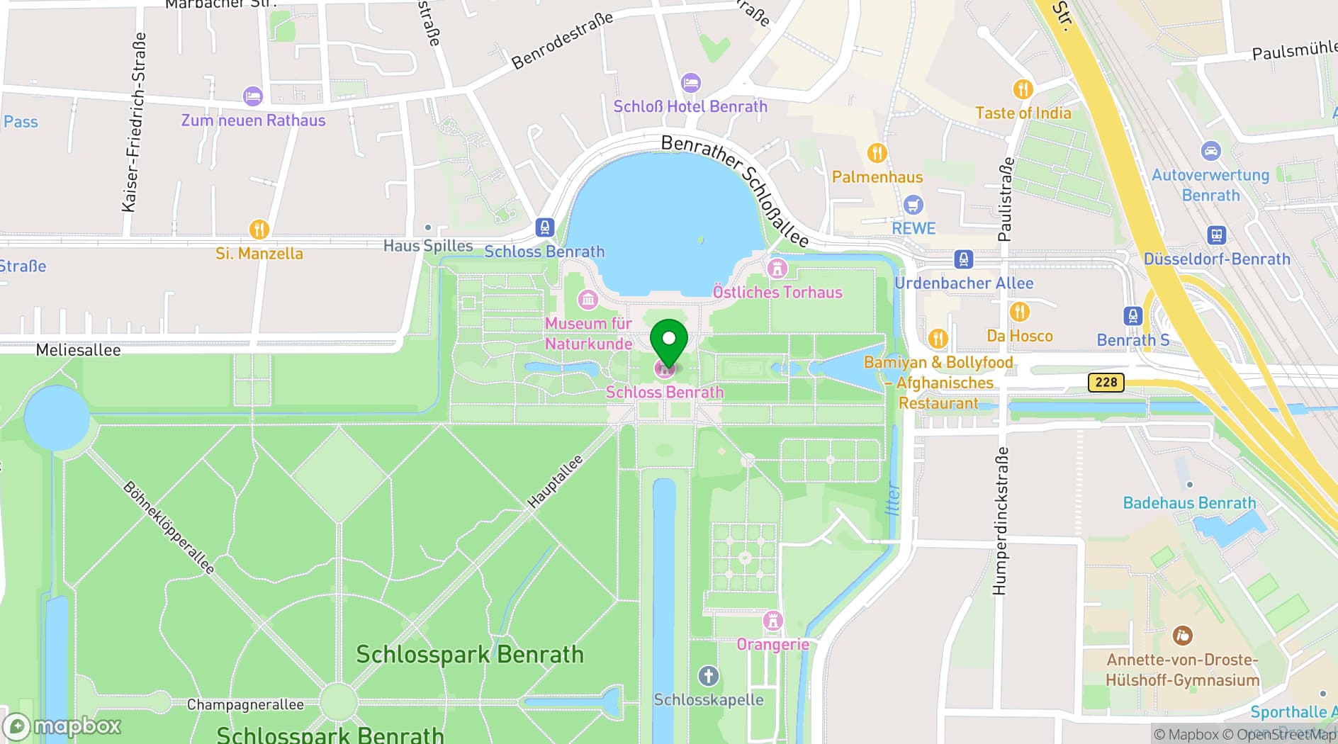 Map showing Schloss Benrath