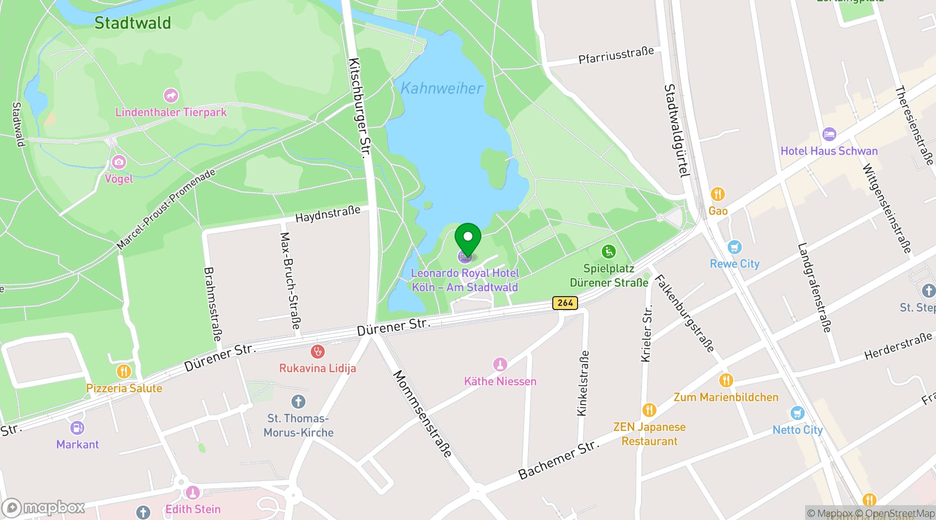 Map showing Leonardo Royal Hotel Köln - Am Stadtwald