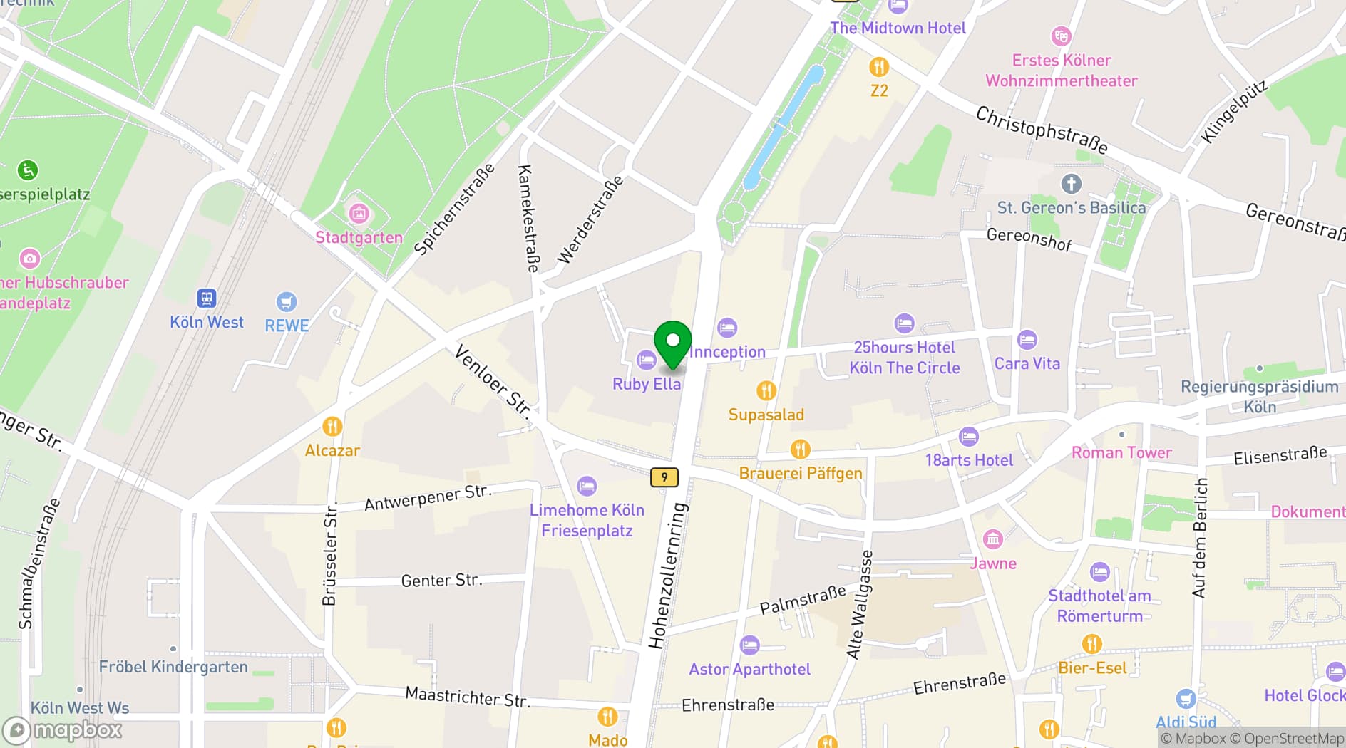 Map showing Ruby Ella