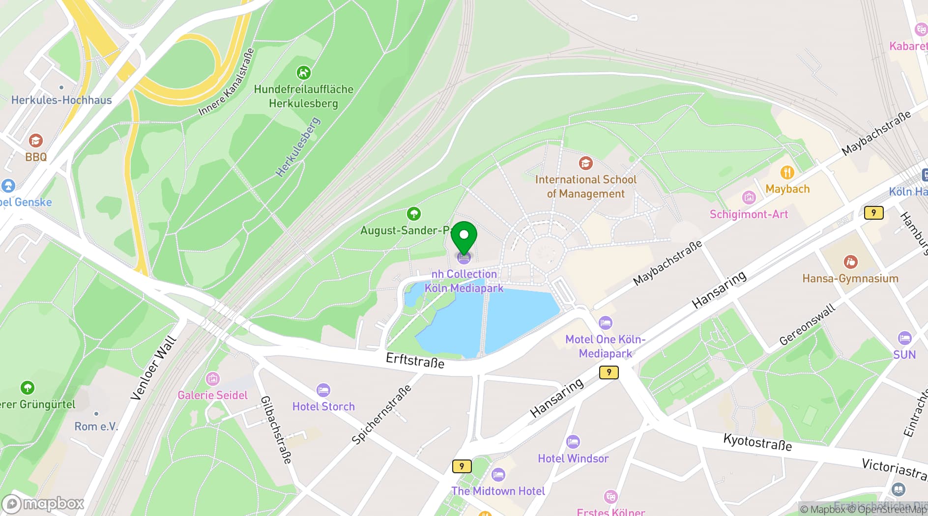 Map showing MediaPark Köln