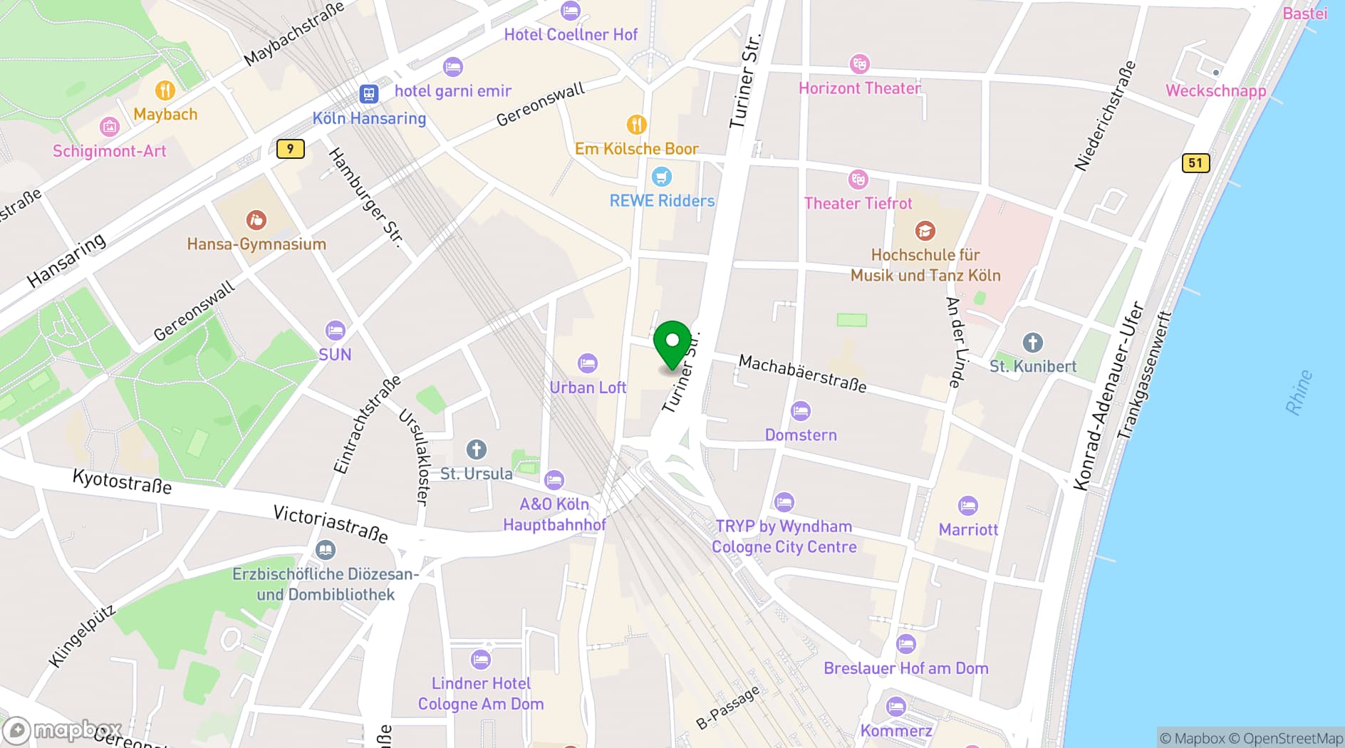 Map showing SAVOY Hotel Köln