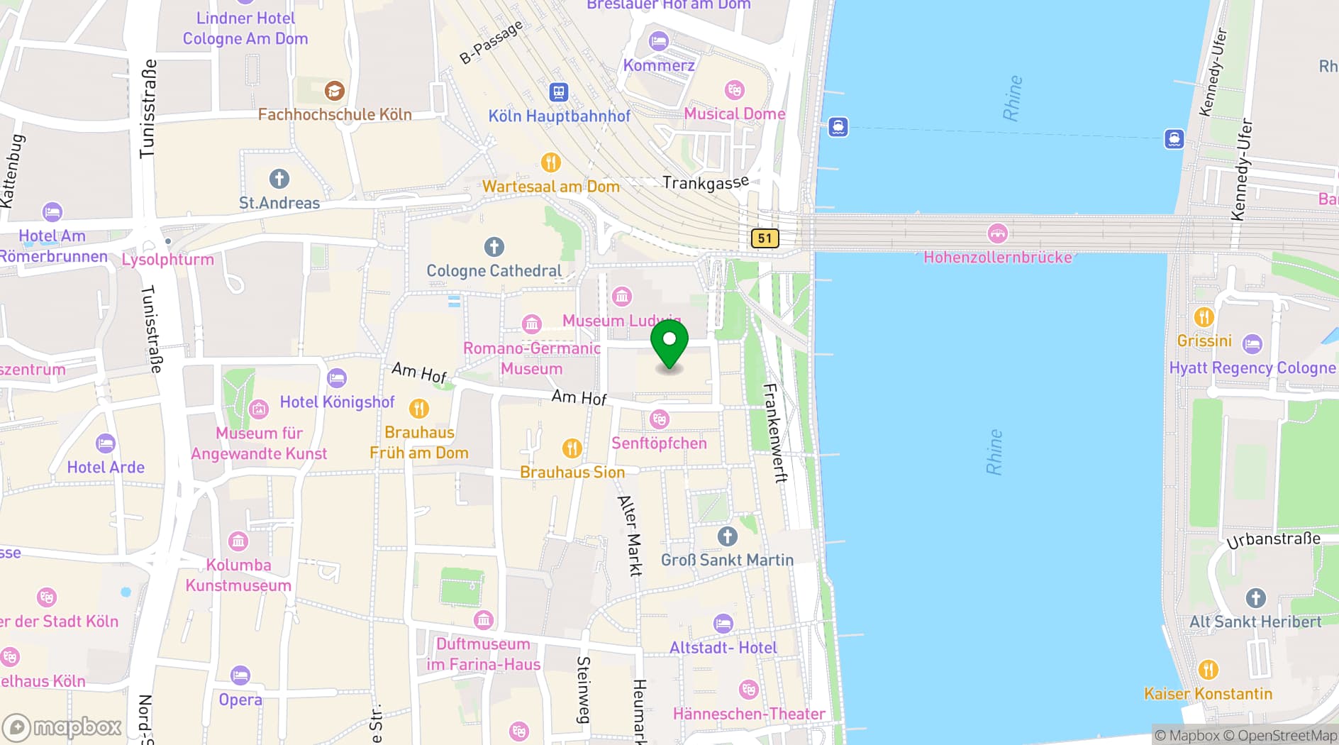 Map showing Hotel Mondial am Dom
