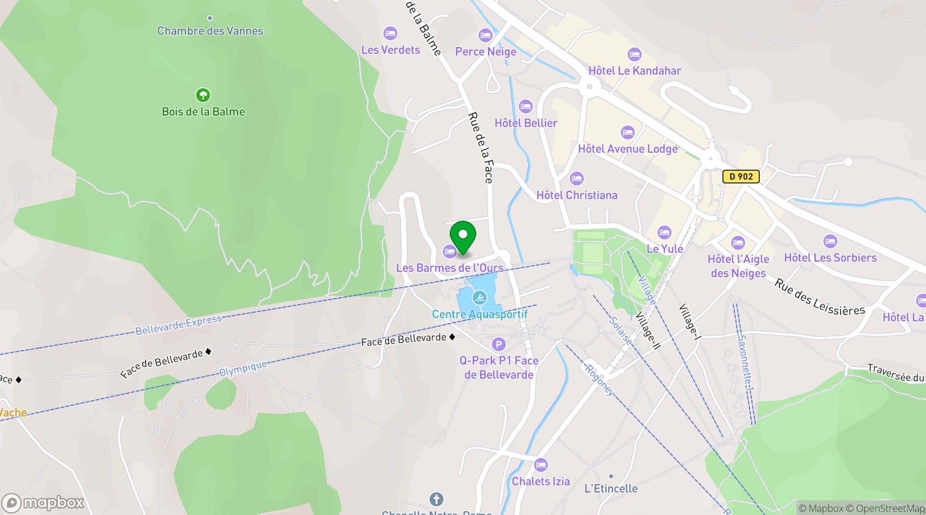 Map showing Hôtel & Spa Les Barmes de l'Ours