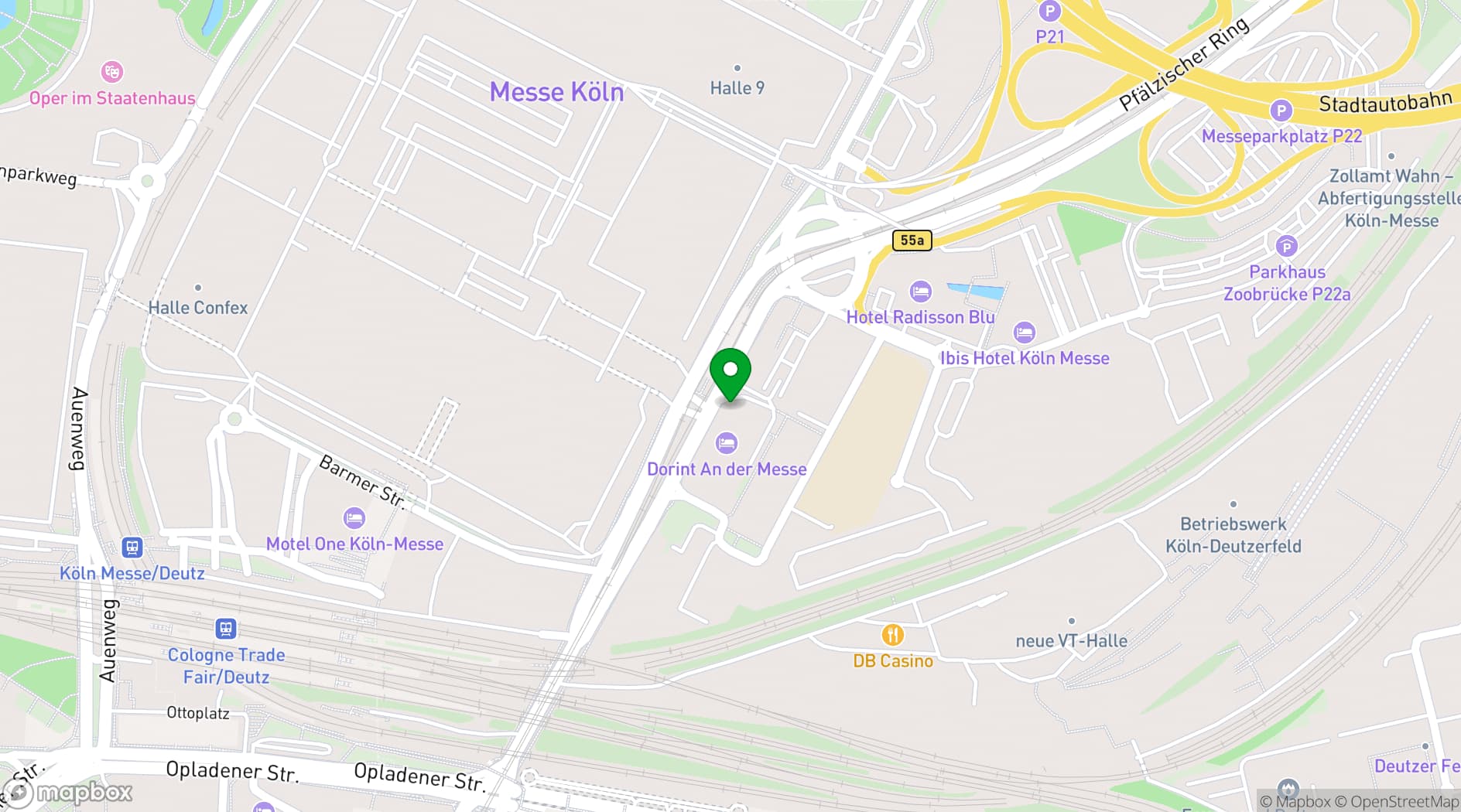 Map showing Dorint Hotel An der Messe Köln