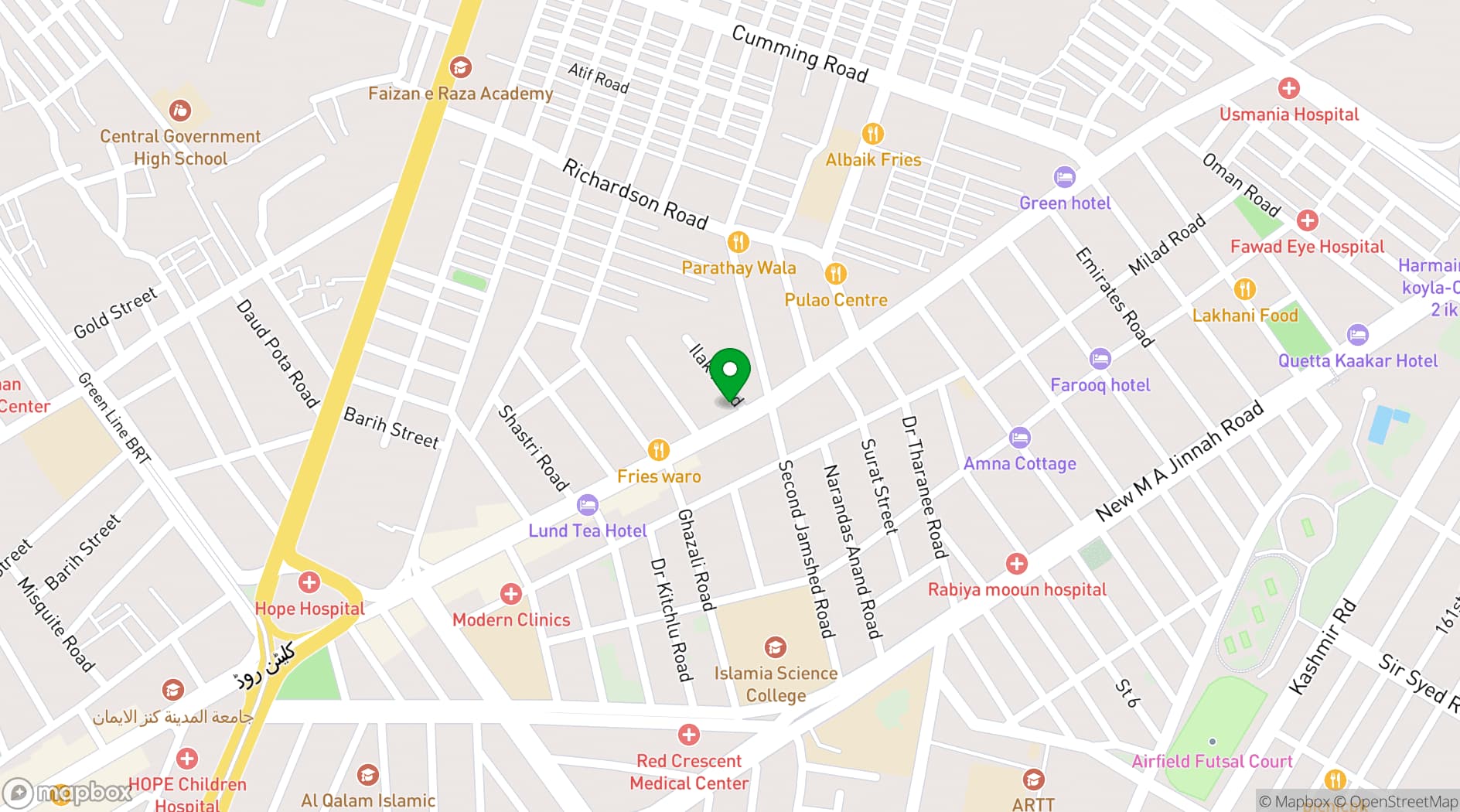 Map showing Darbar Catering