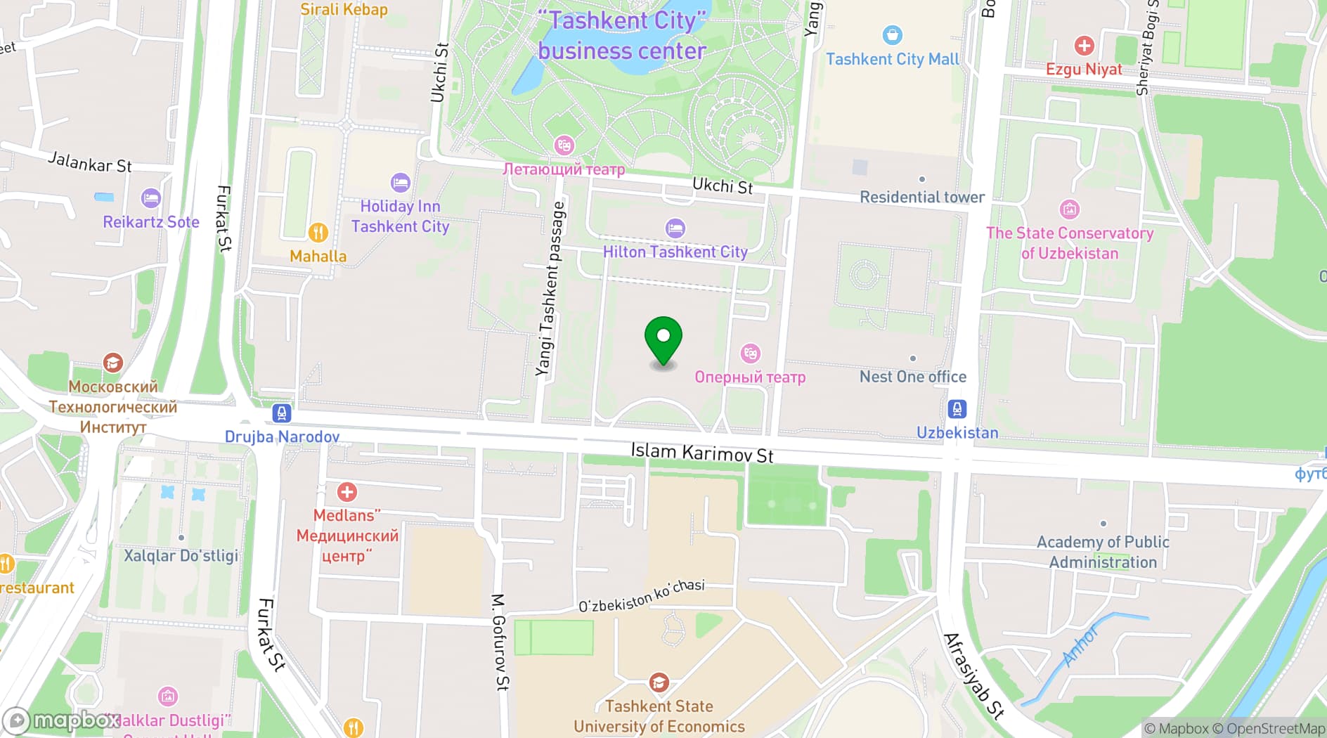 Map showing Congress Hall Tashkent City