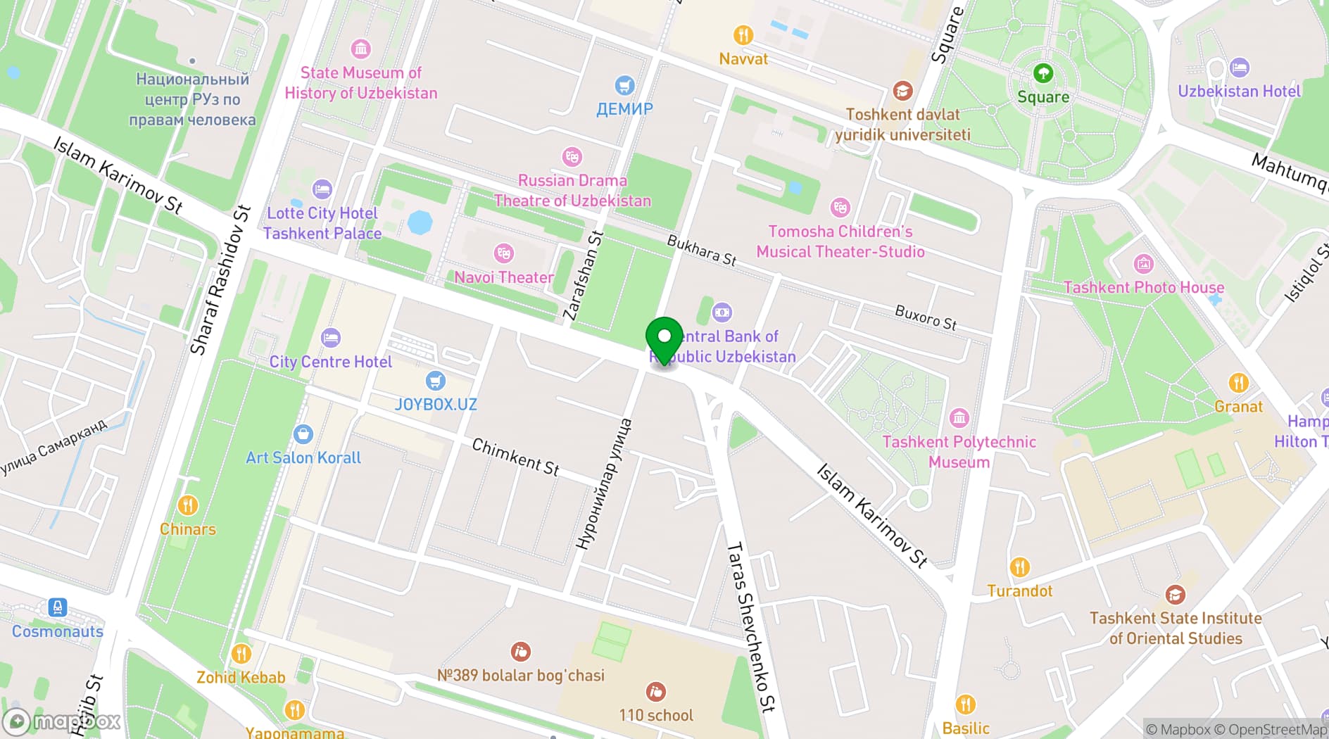 Map showing HILTON TASHKENT CITY