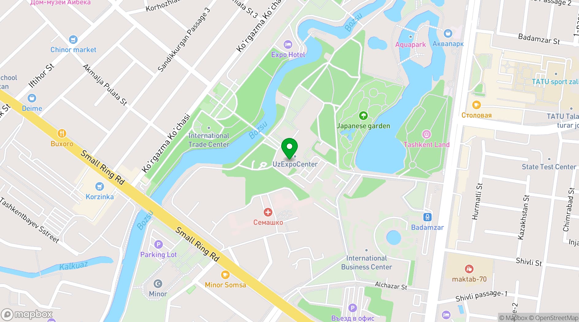 Map showing UzExpoCenter