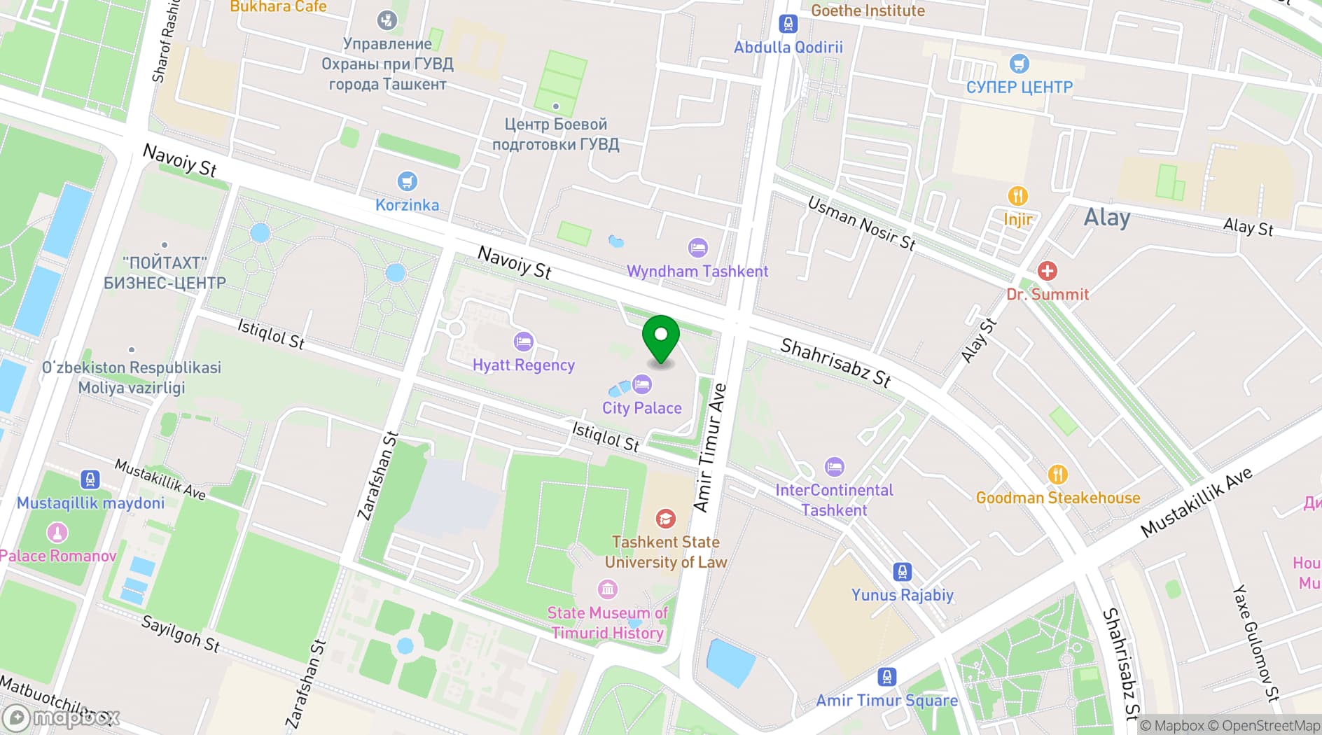 Map showing City Palace Hotel Tashkent