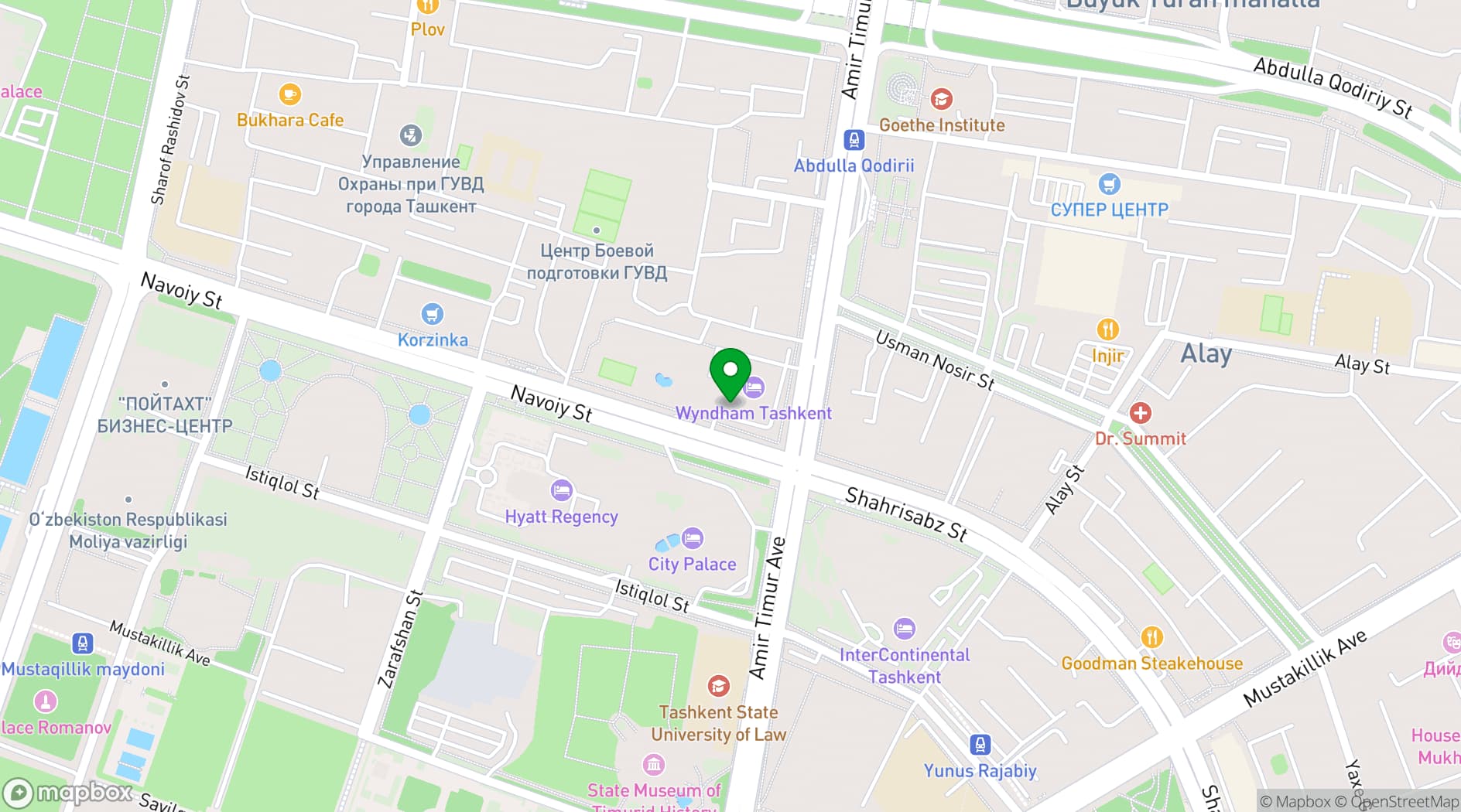 Map showing Wyndham Tashkent
