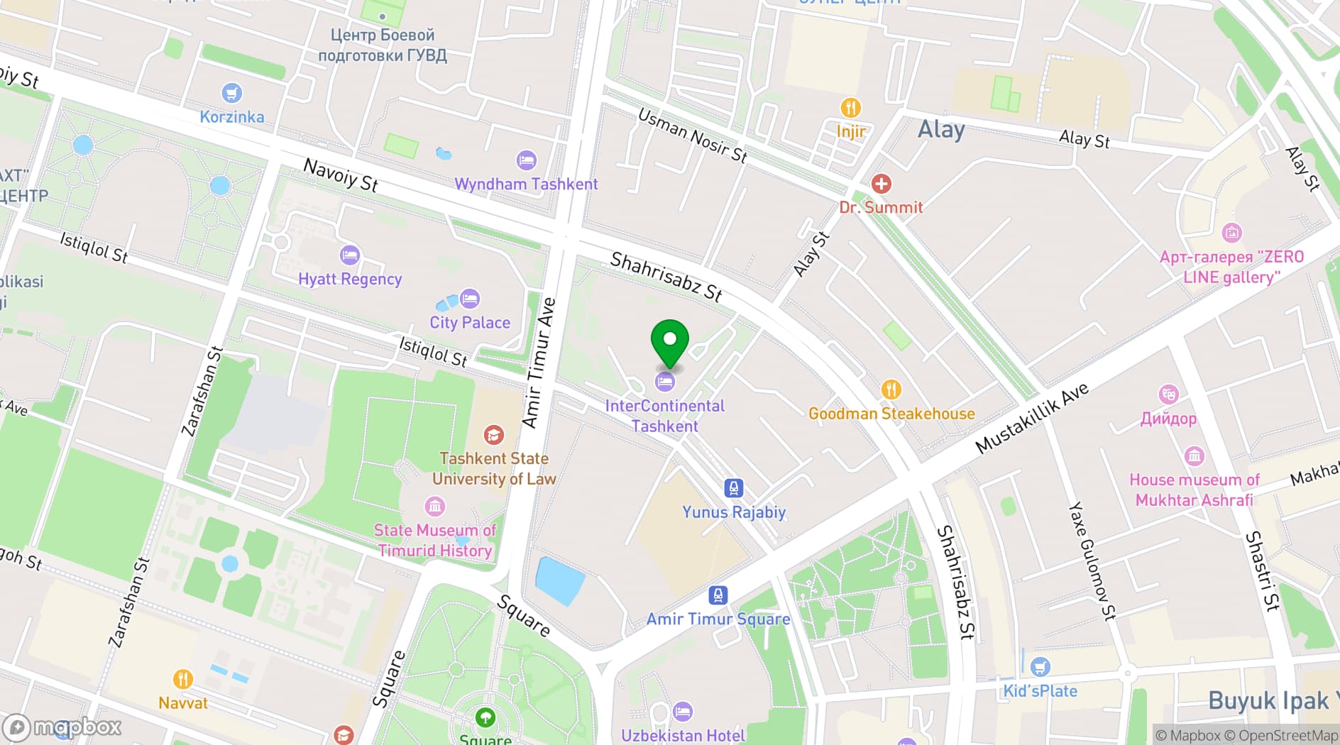 Map showing InterContinental Tashkent