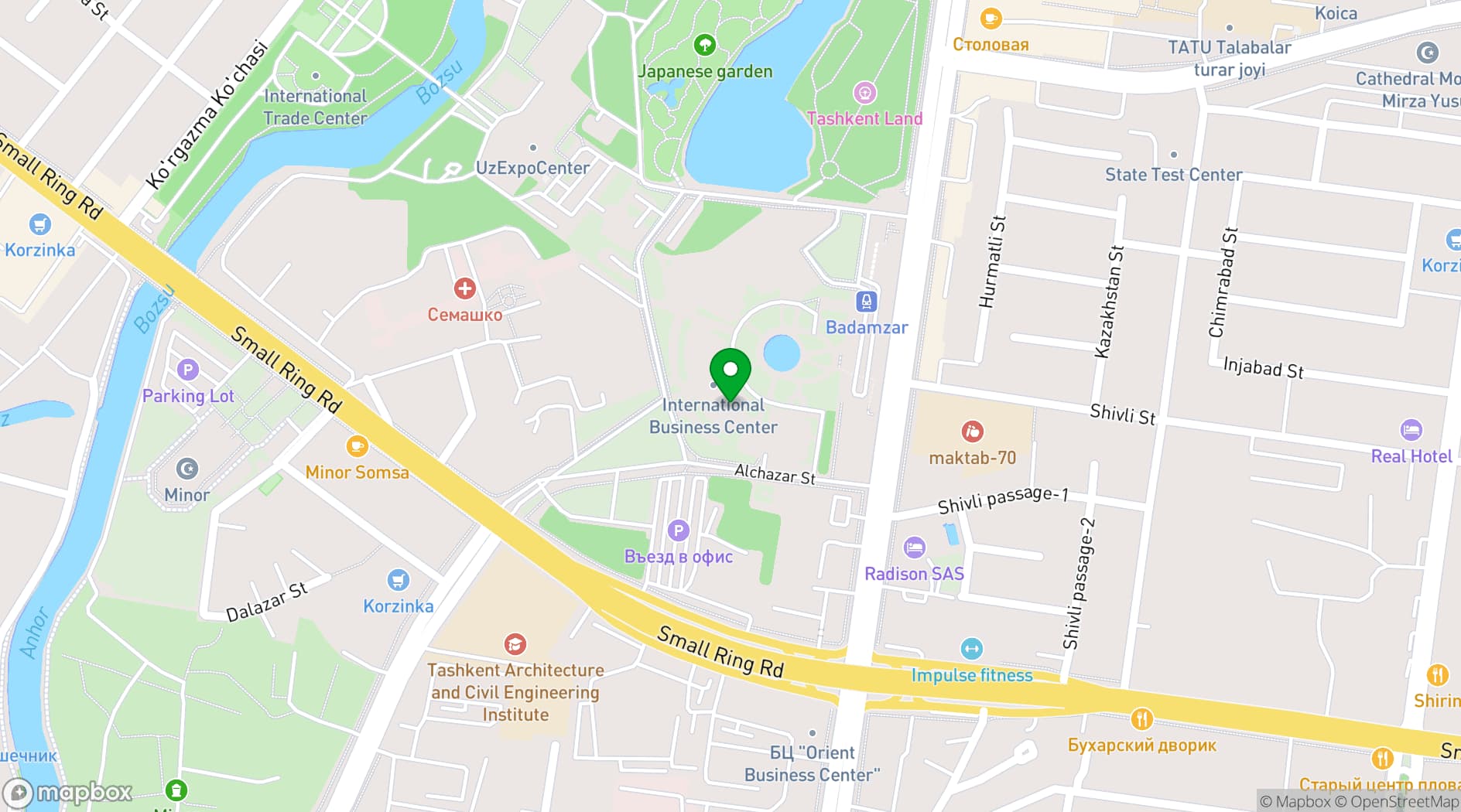 Map showing Tashkent Plaza