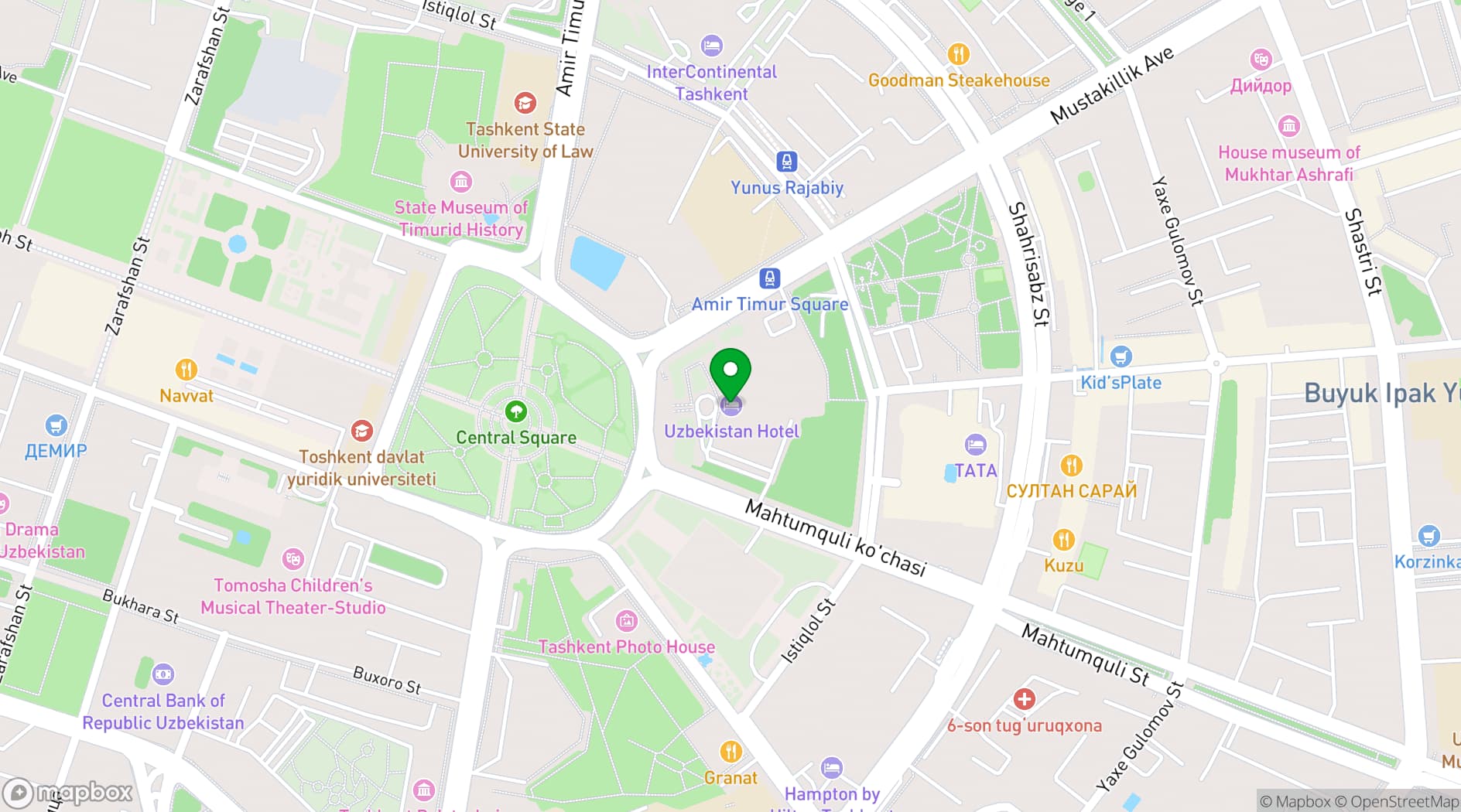 Map showing Uzbekistan Hotel