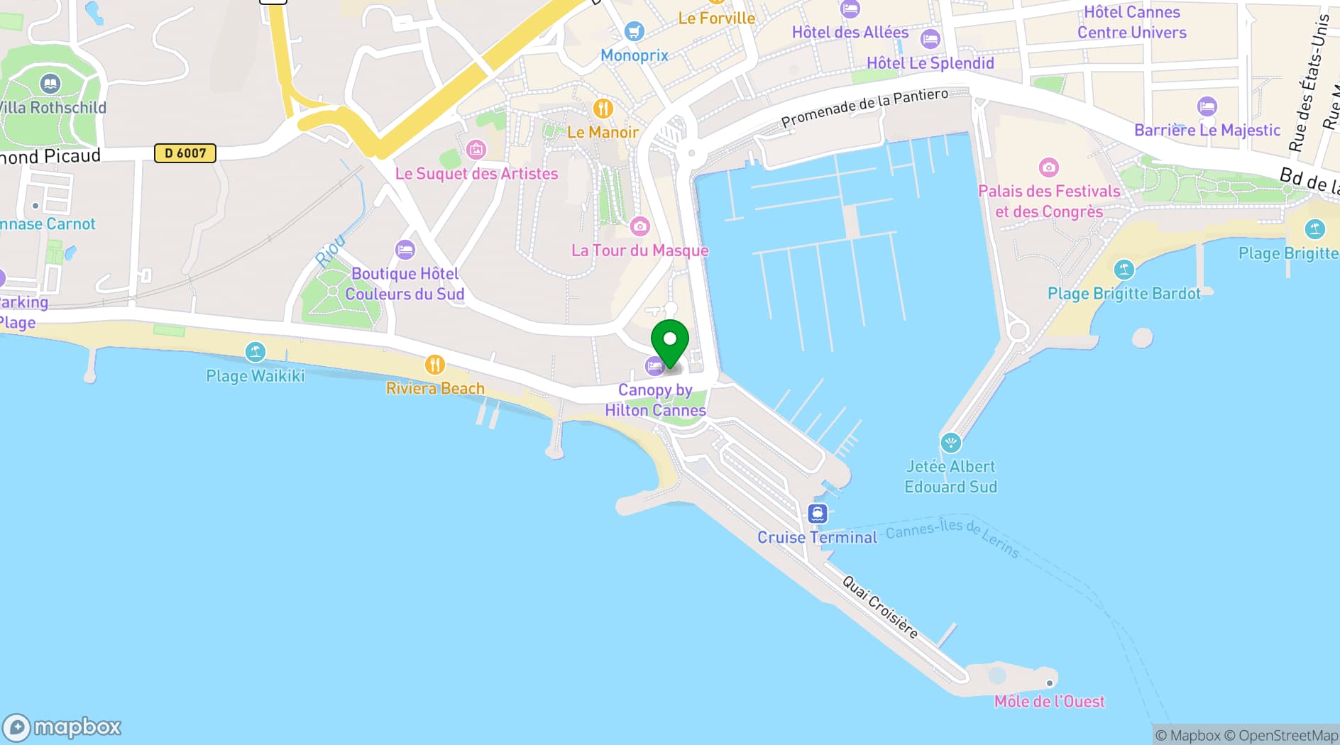 Map showing Canopy by Hilton Cannes