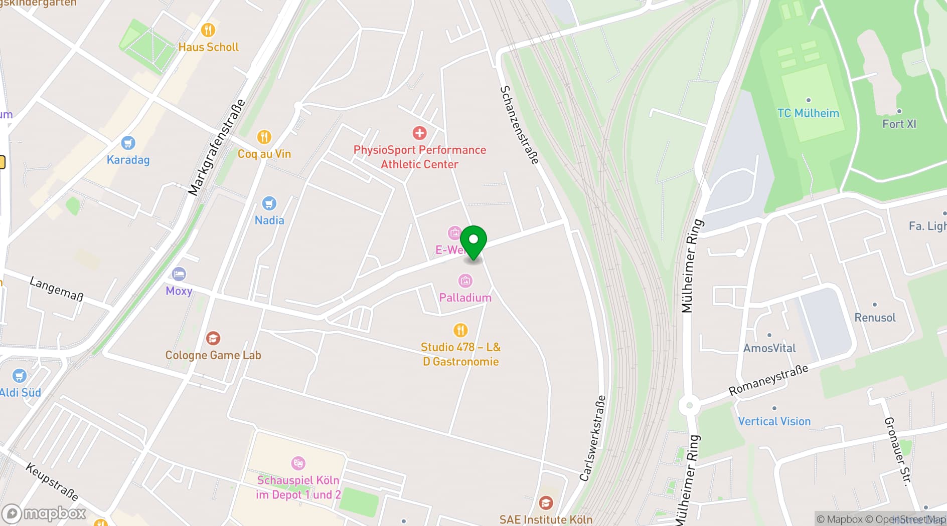Map showing Palladium Köln