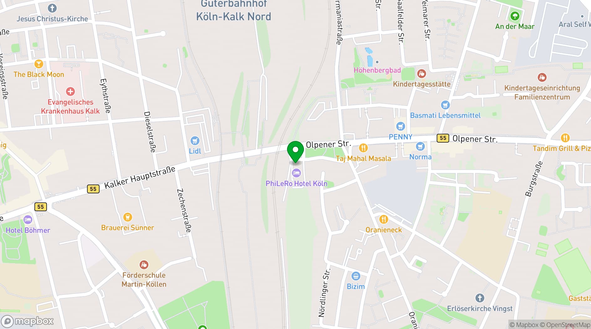 Map showing Restaurant La Verde! - PhiLeRo Hotel Köln