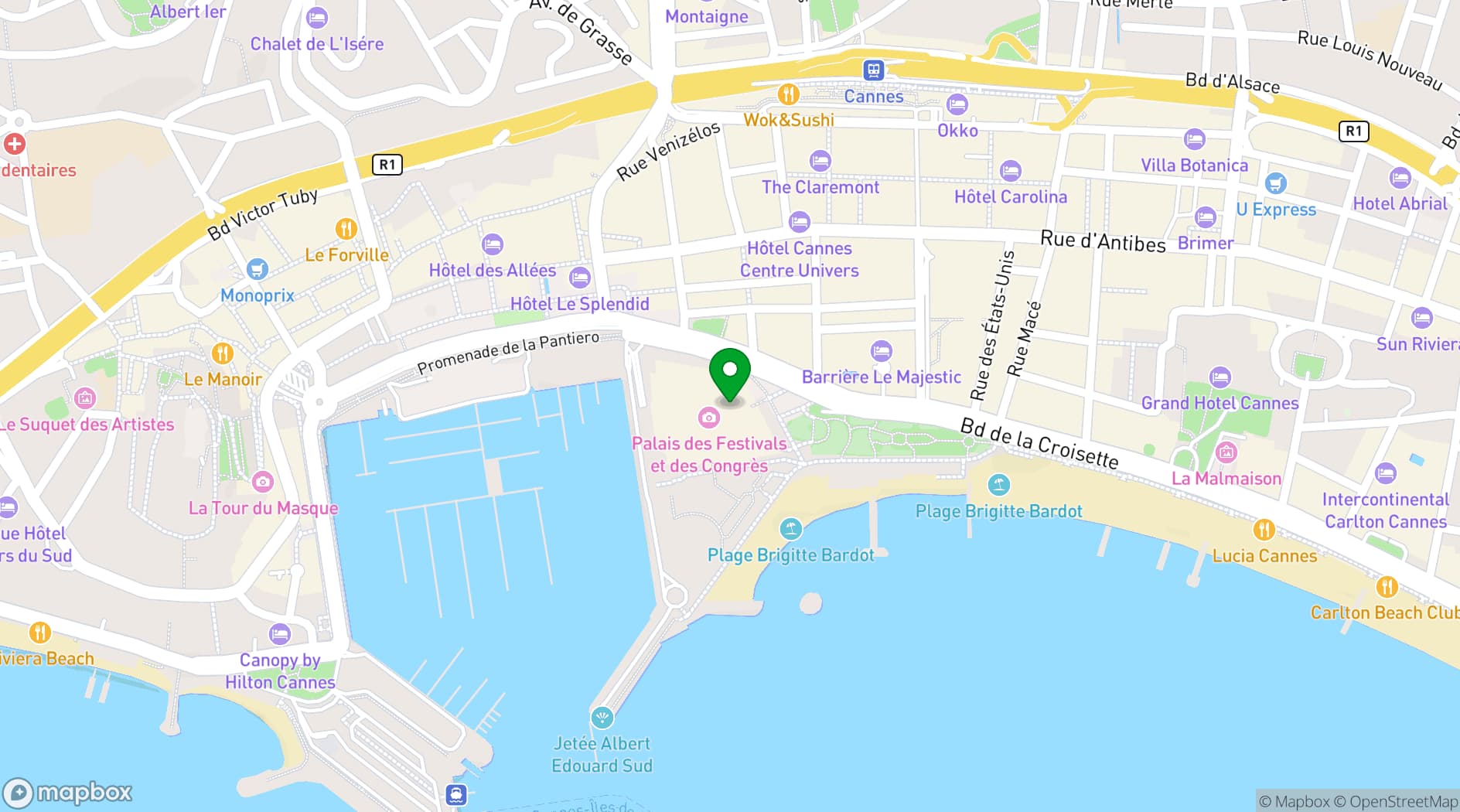 Map showing Palais des Festivals et des Congrès de Cannes
