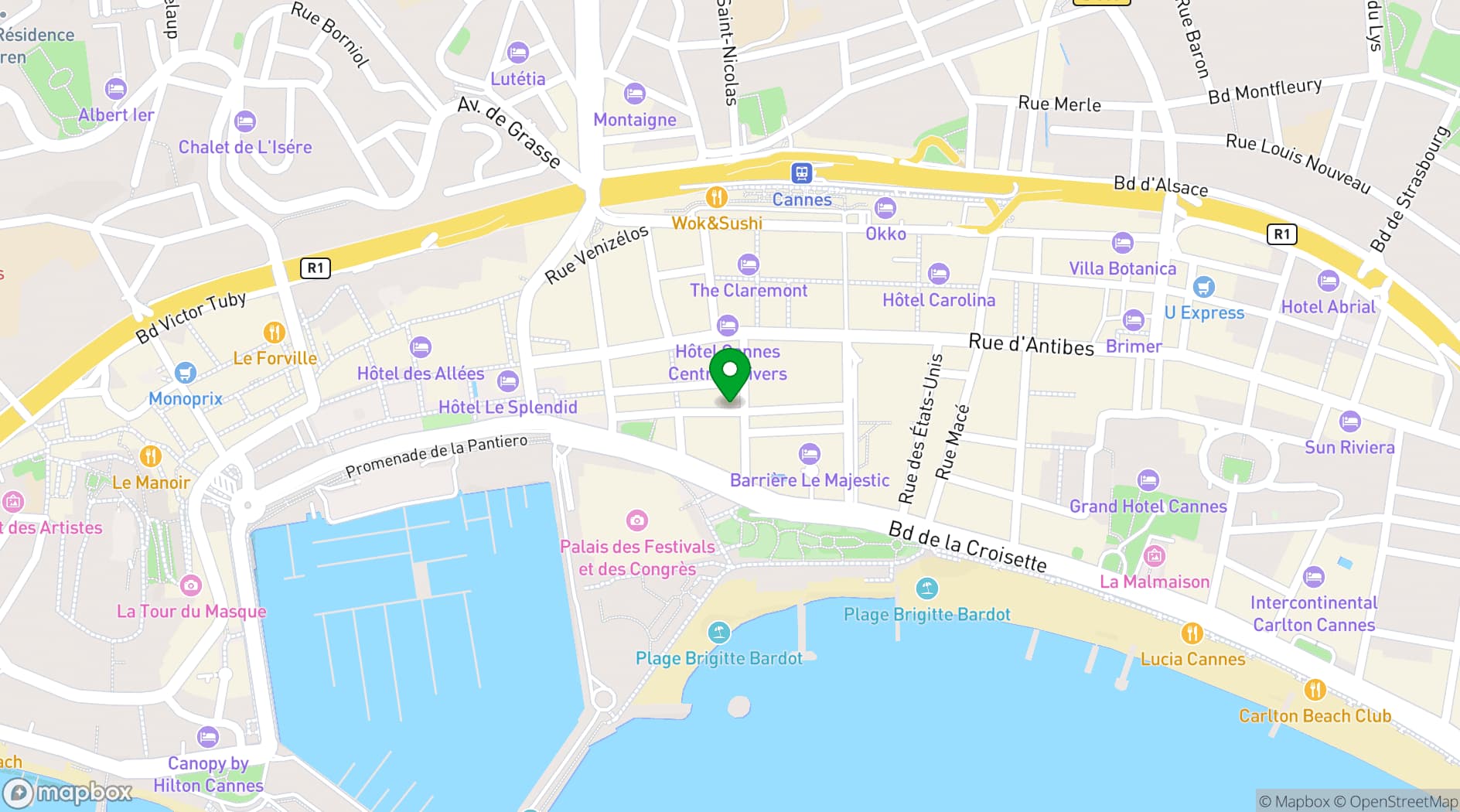 Map showing Le Roof